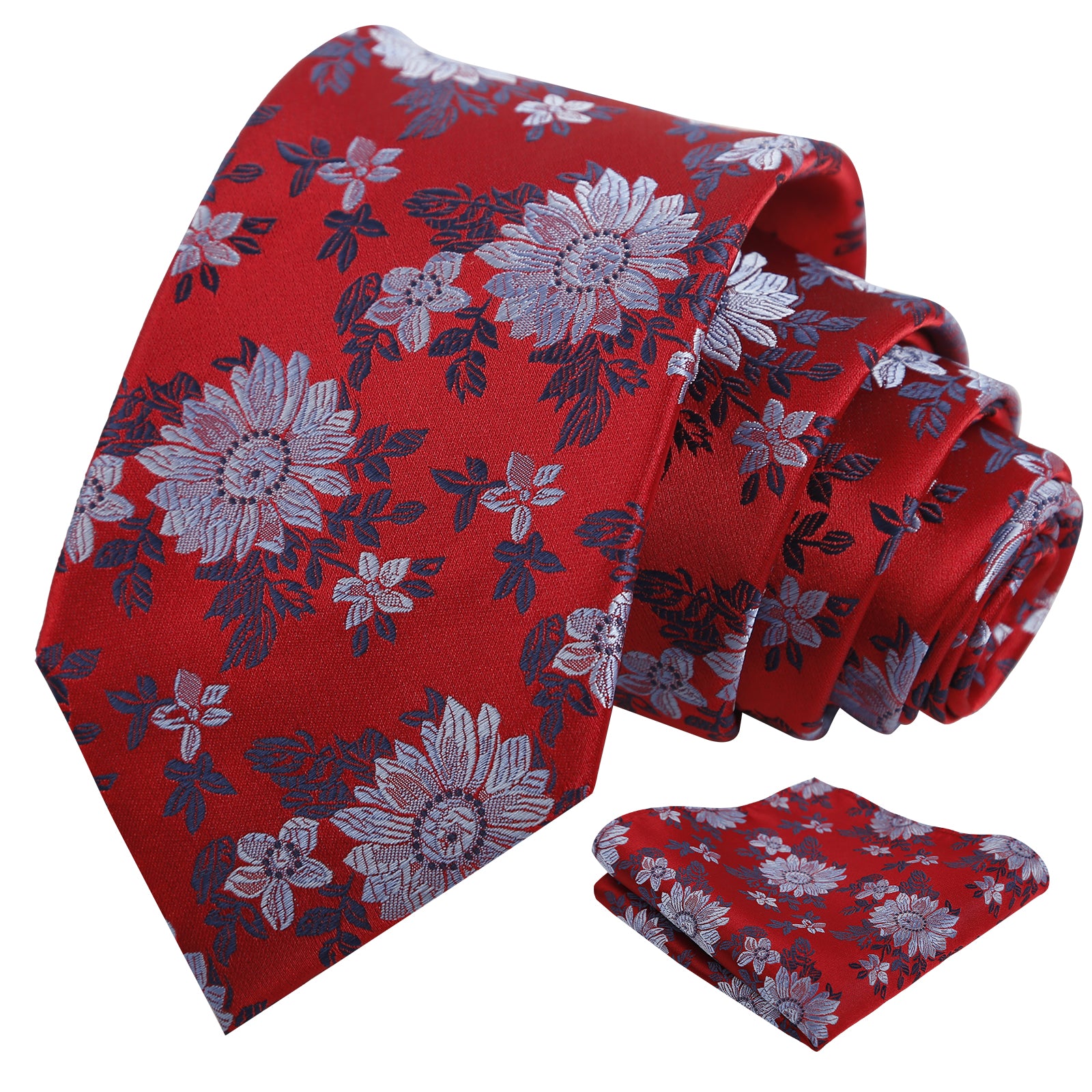 Mens Spring Floral Tie and Pocket Square Set 3.15 Inch in Soft Tones-927