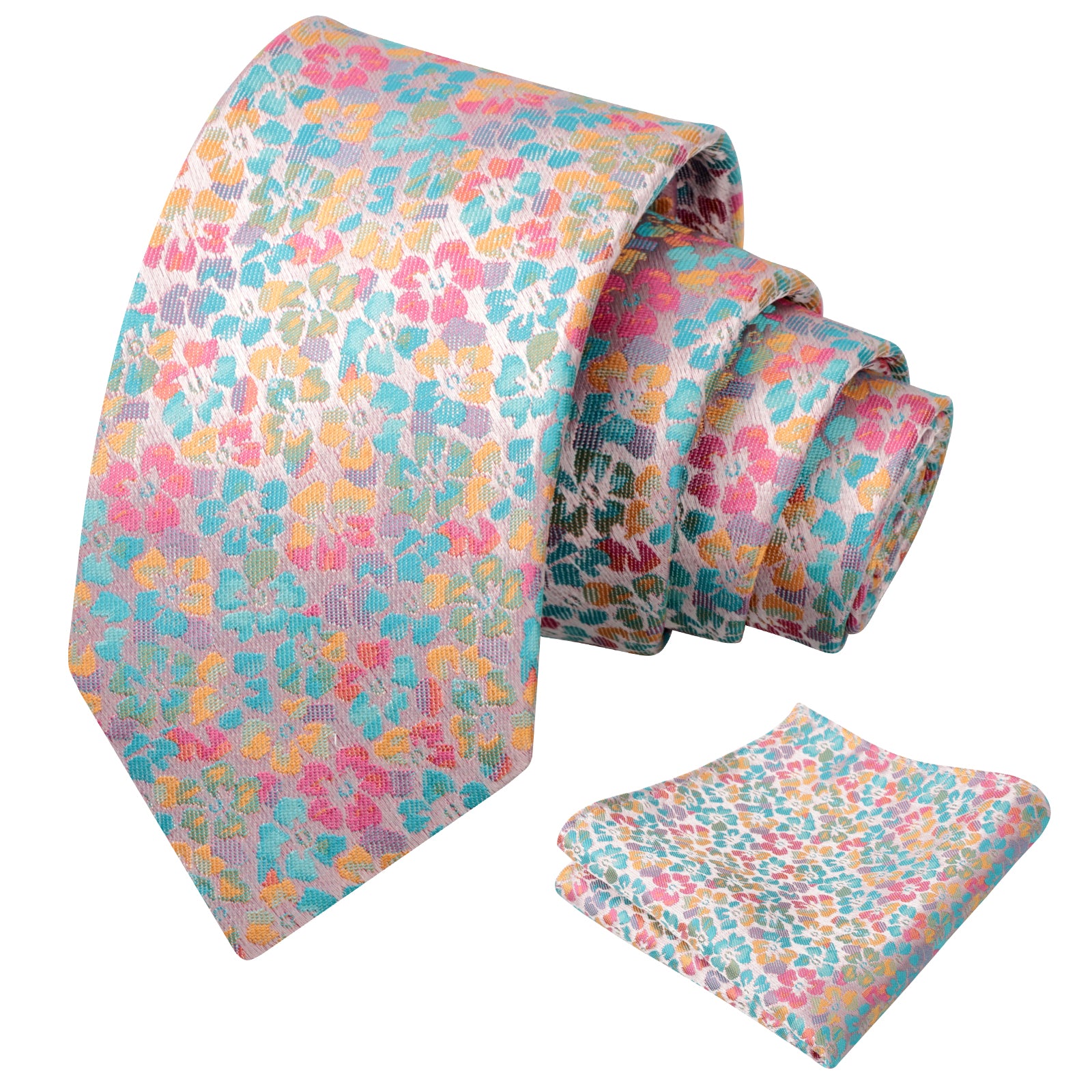 Mens Muted Vintage Floral Tie Set with Pocket Square for Dinner Date and Romantic Occasions-929