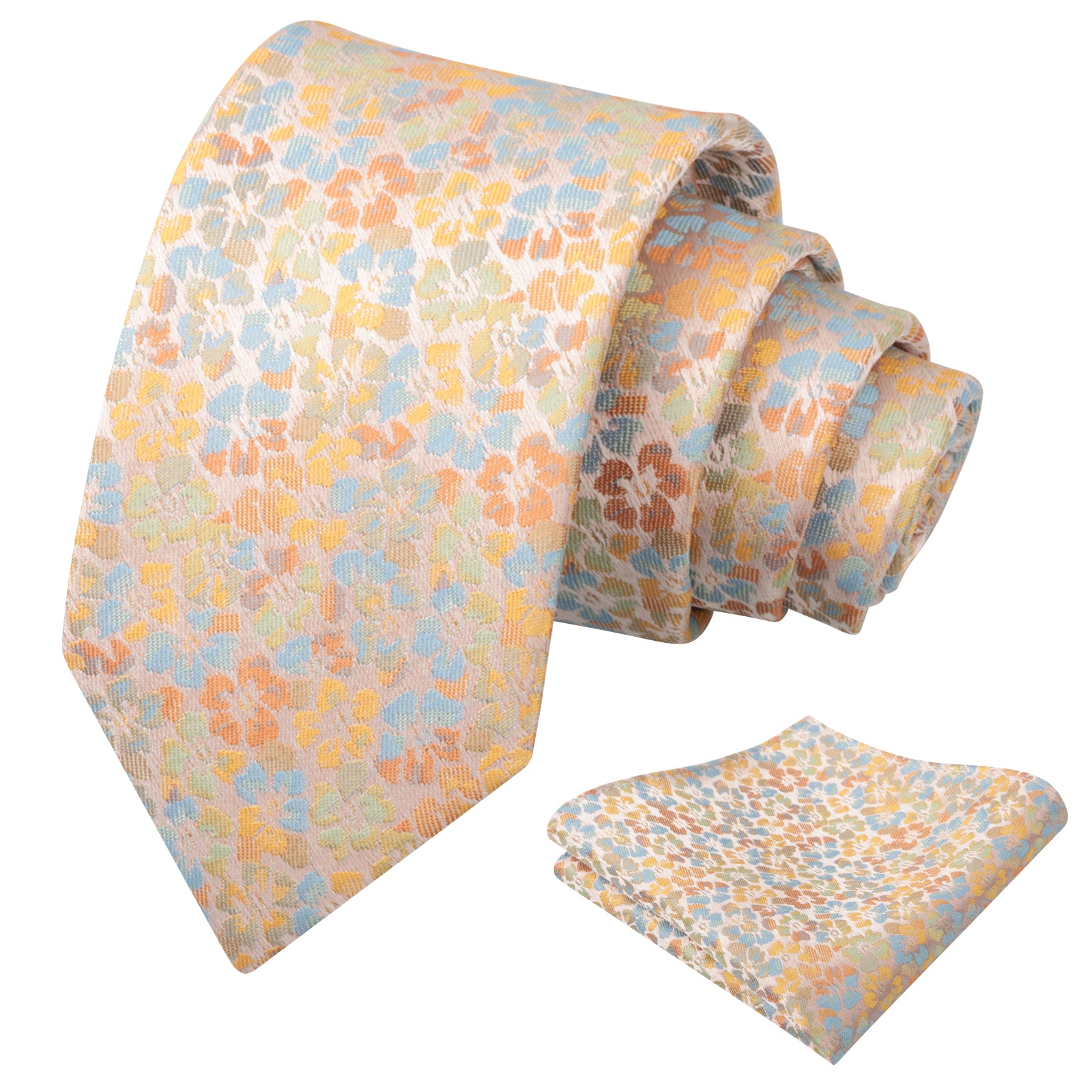 Mens Muted Vintage Floral Tie Set with Pocket Square for Dinner Date and Romantic Occasions-929