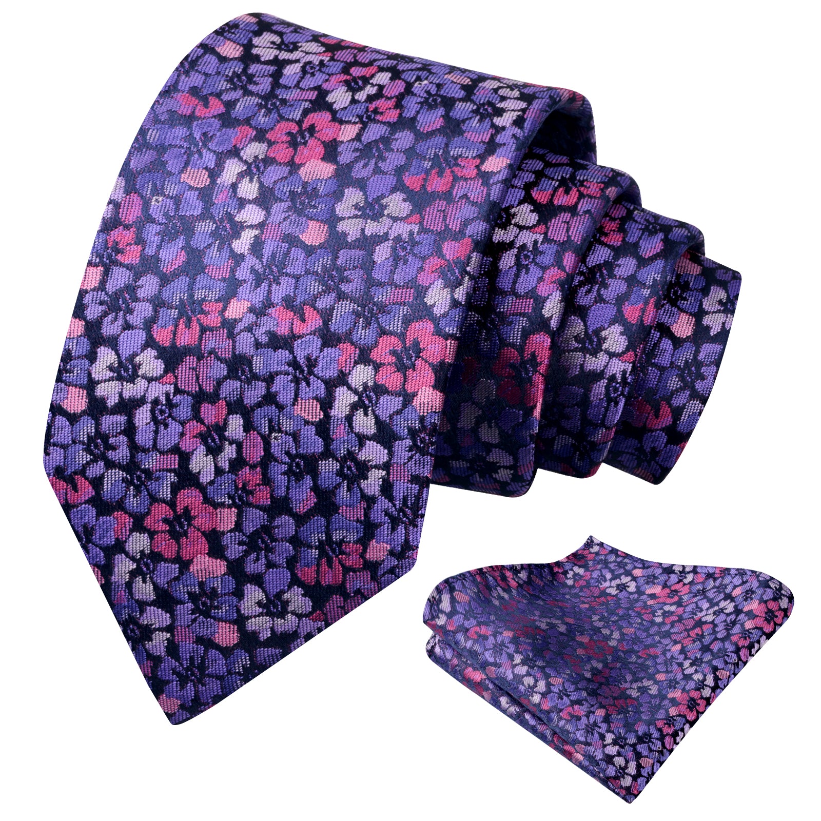 Mens Muted Vintage Floral Tie Set with Pocket Square for Dinner Date and Romantic Occasions-929