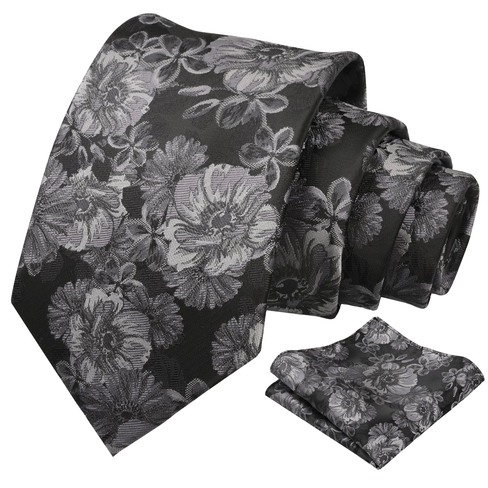 Mens 3.15'' Classic Floral Pattern Tie with Pocket Square for Wedding Banquet Party-936