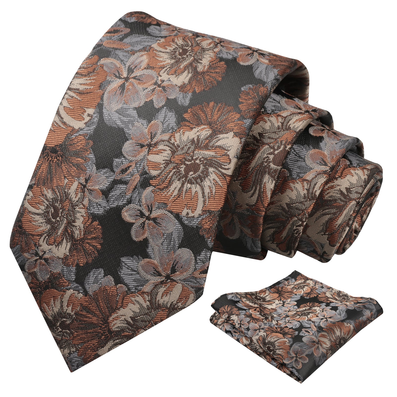 Mens 3.15'' Classic Floral Pattern Tie with Pocket Square for Wedding Banquet Party-936