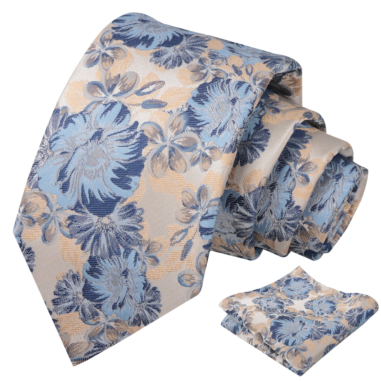 Mens 3.15'' Classic Floral Pattern Tie with Pocket Square for Wedding Banquet Party-936