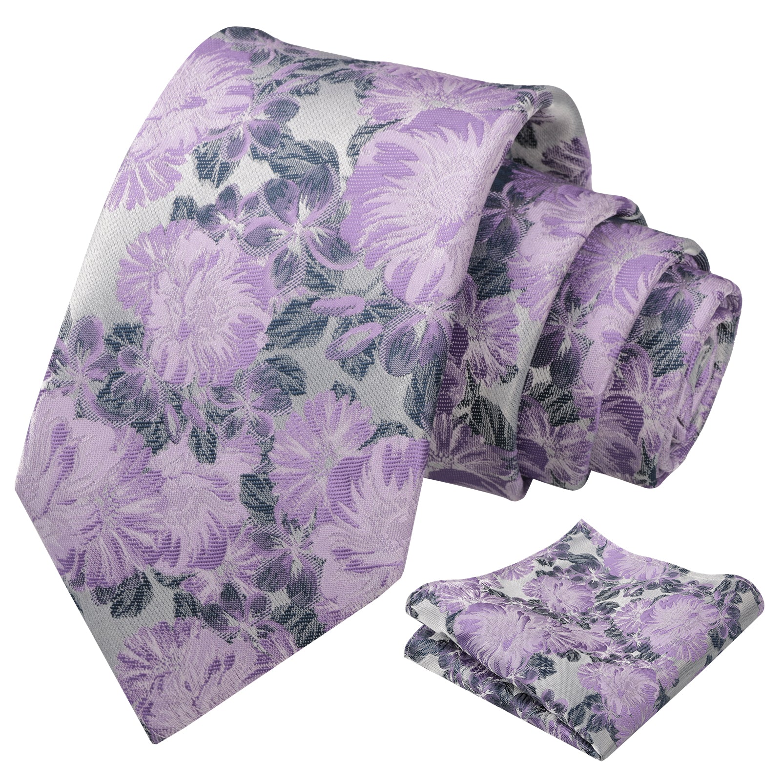 Mens 3.15'' Classic Floral Pattern Tie with Pocket Square for Wedding Banquet Party-936