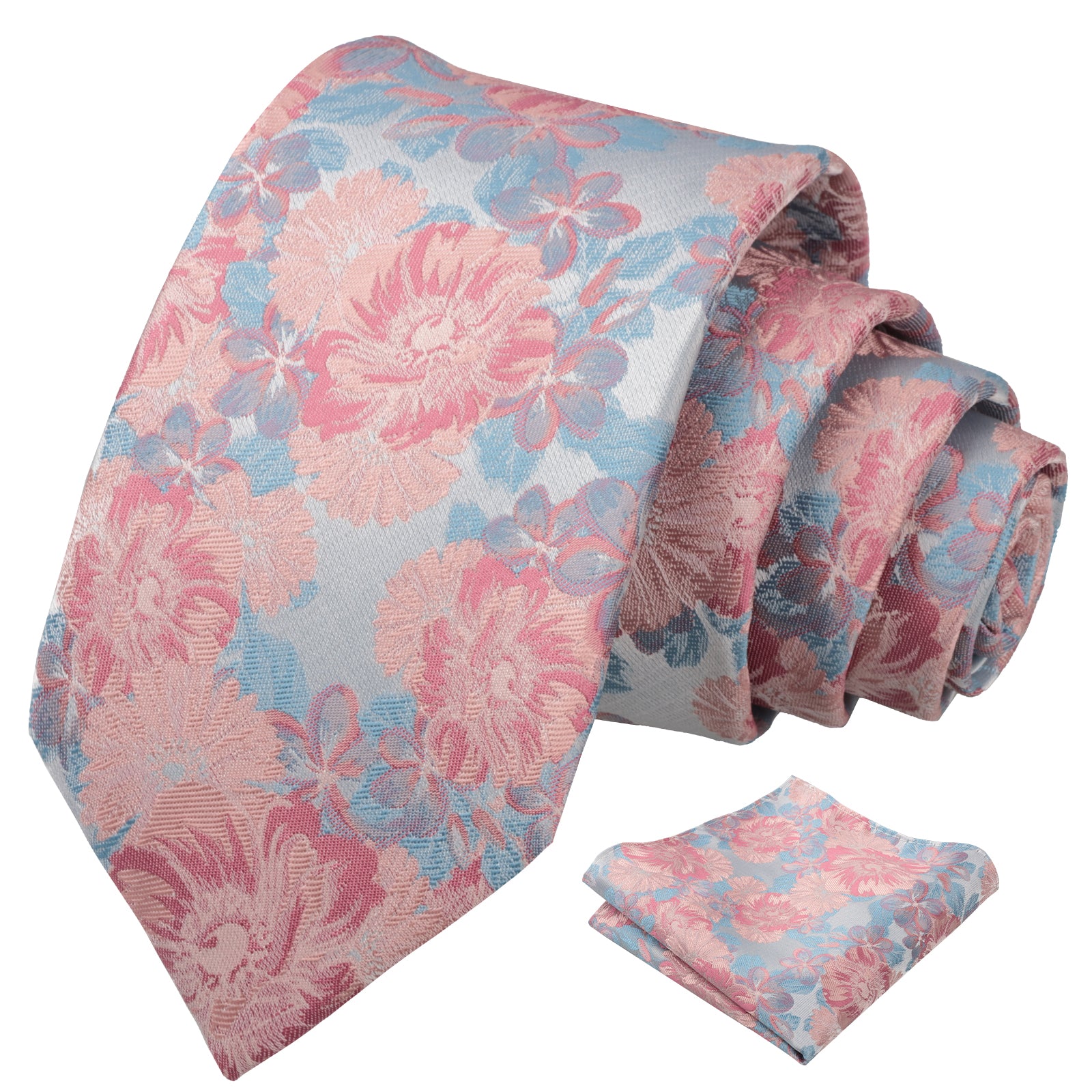 Mens 3.15'' Classic Floral Pattern Tie with Pocket Square for Wedding Banquet Party-936