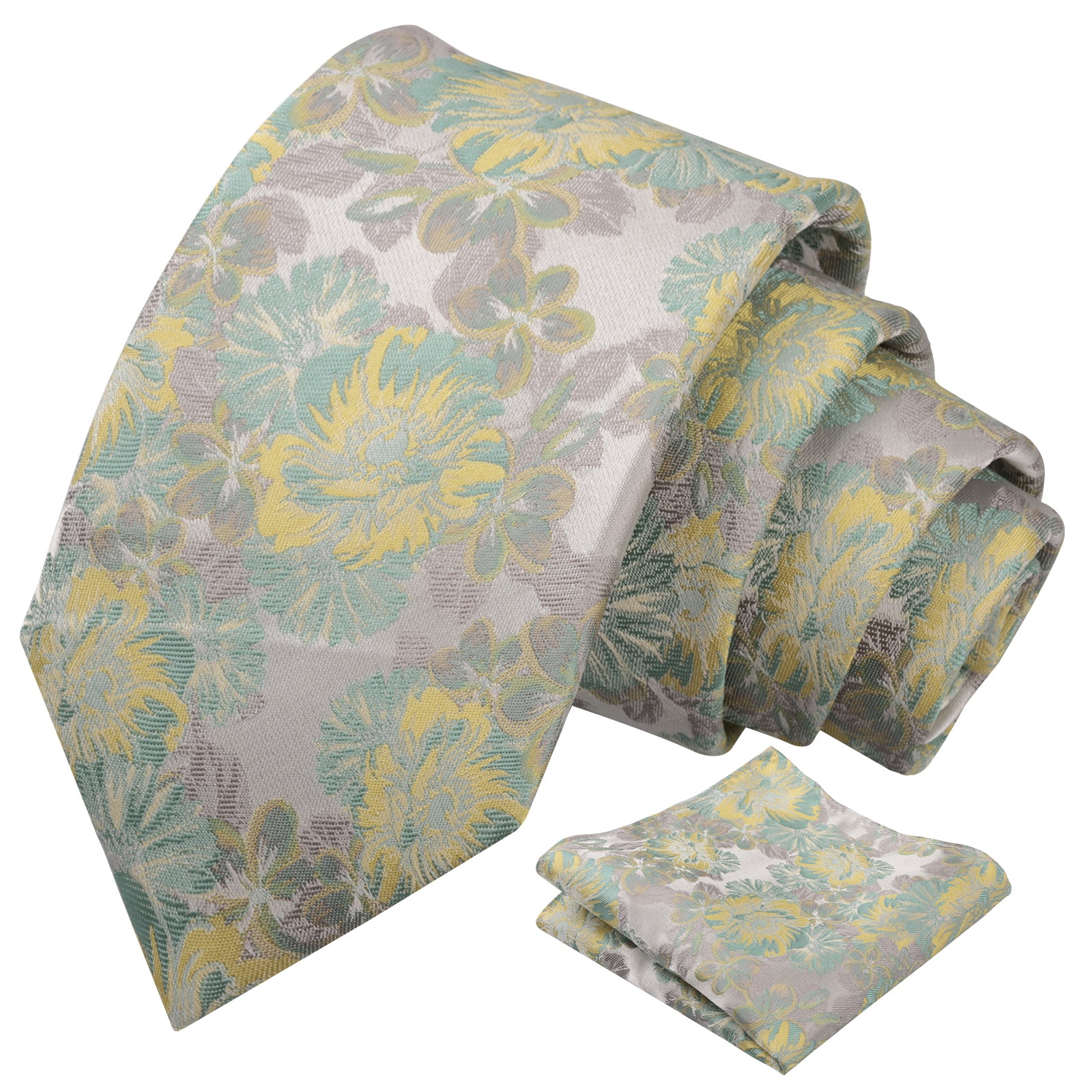 Mens 3.15'' Classic Floral Pattern Tie with Pocket Square for Wedding Banquet Party-936