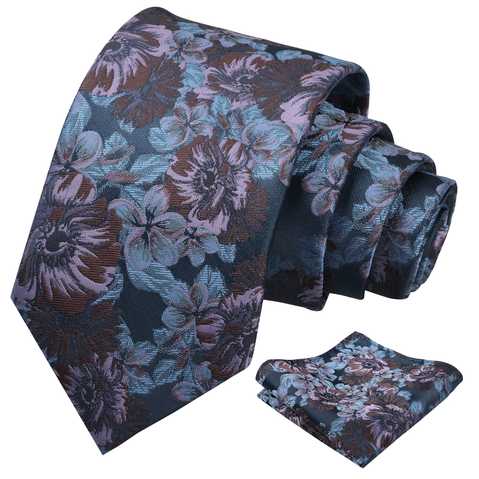 Mens 3.15'' Classic Floral Pattern Tie with Pocket Square for Wedding Banquet Party-936