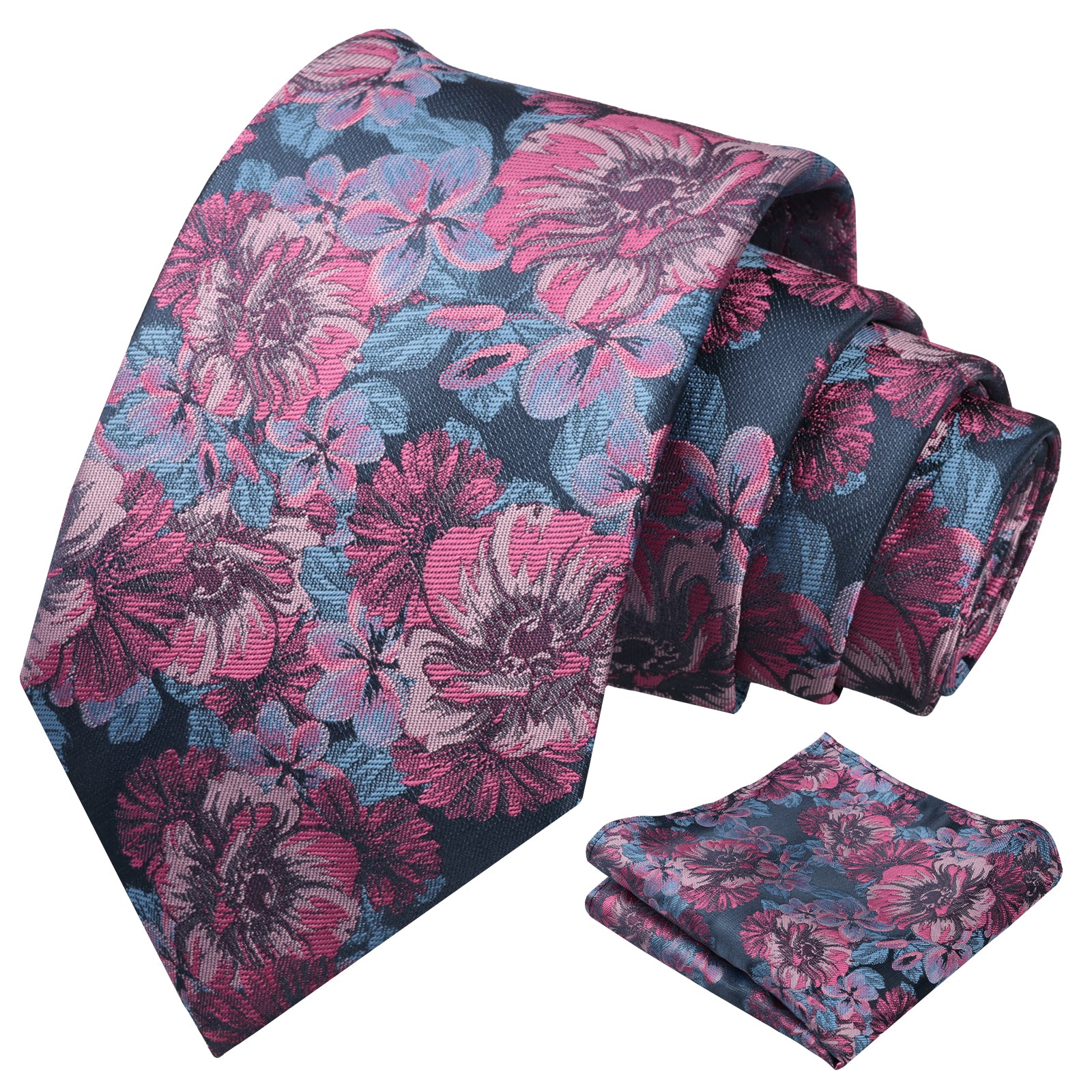 Mens 3.15'' Classic Floral Pattern Tie with Pocket Square for Wedding Banquet Party-936