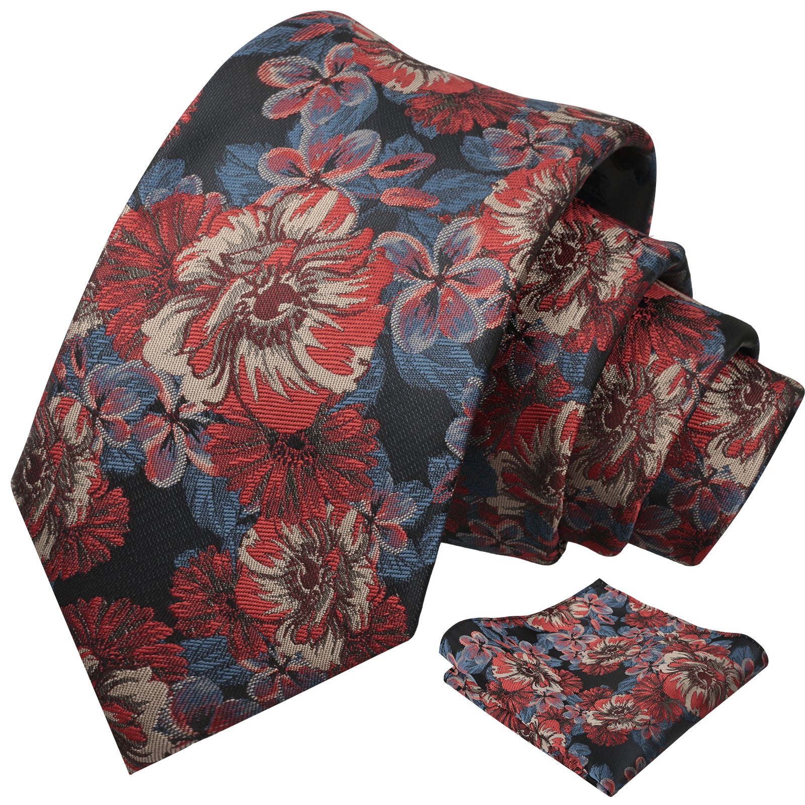 Mens 3.15'' Classic Floral Pattern Tie with Pocket Square for Wedding Banquet Party-936