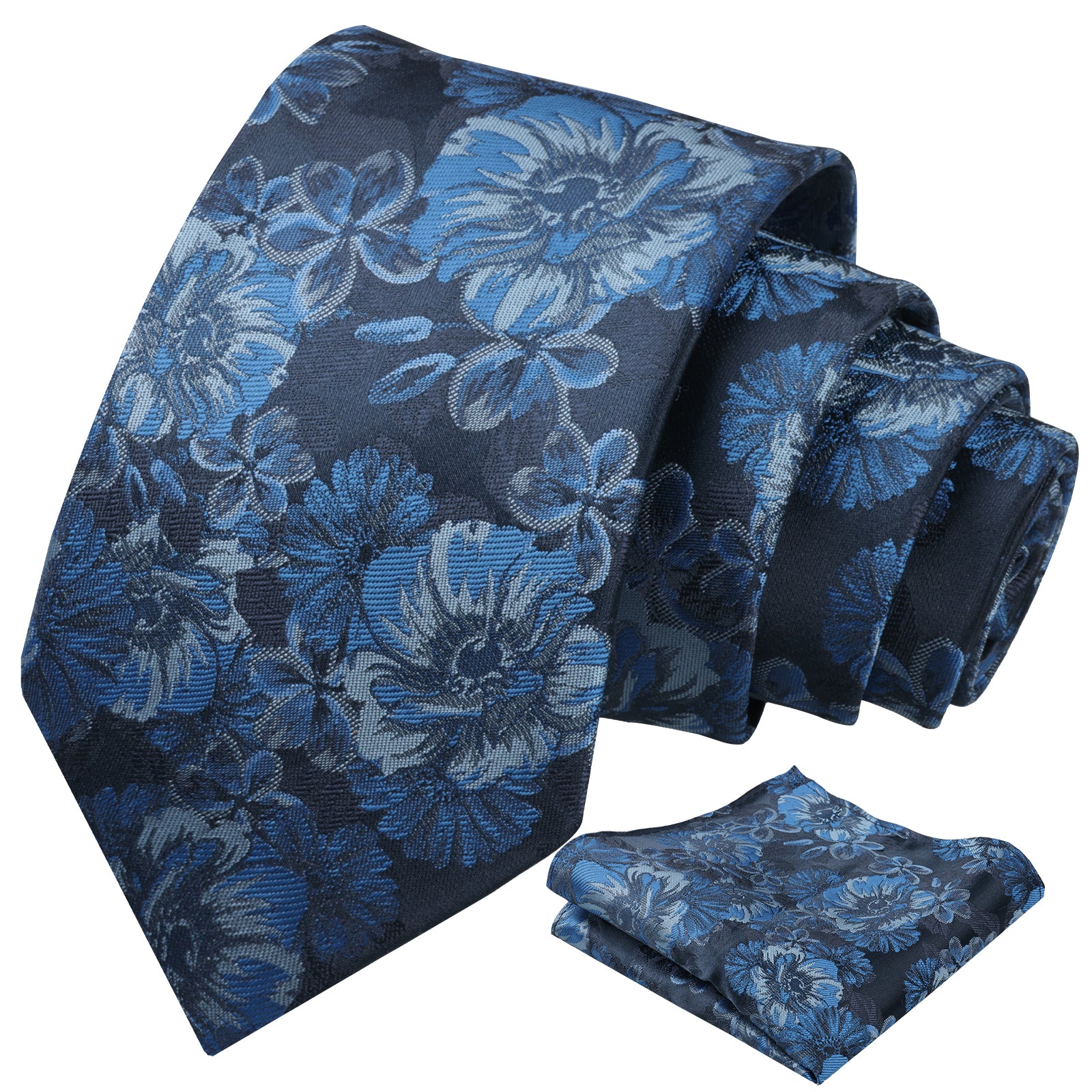 Mens 3.15'' Classic Floral Pattern Tie with Pocket Square for Wedding Banquet Party-936