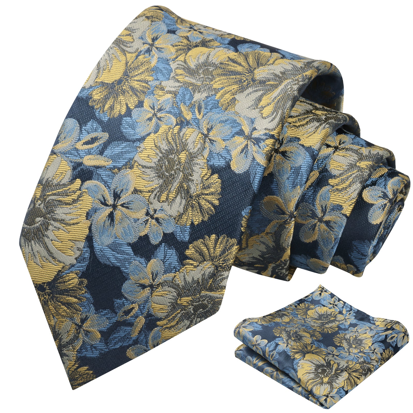 Mens 3.15'' Classic Floral Pattern Tie with Pocket Square for Wedding Banquet Party-936