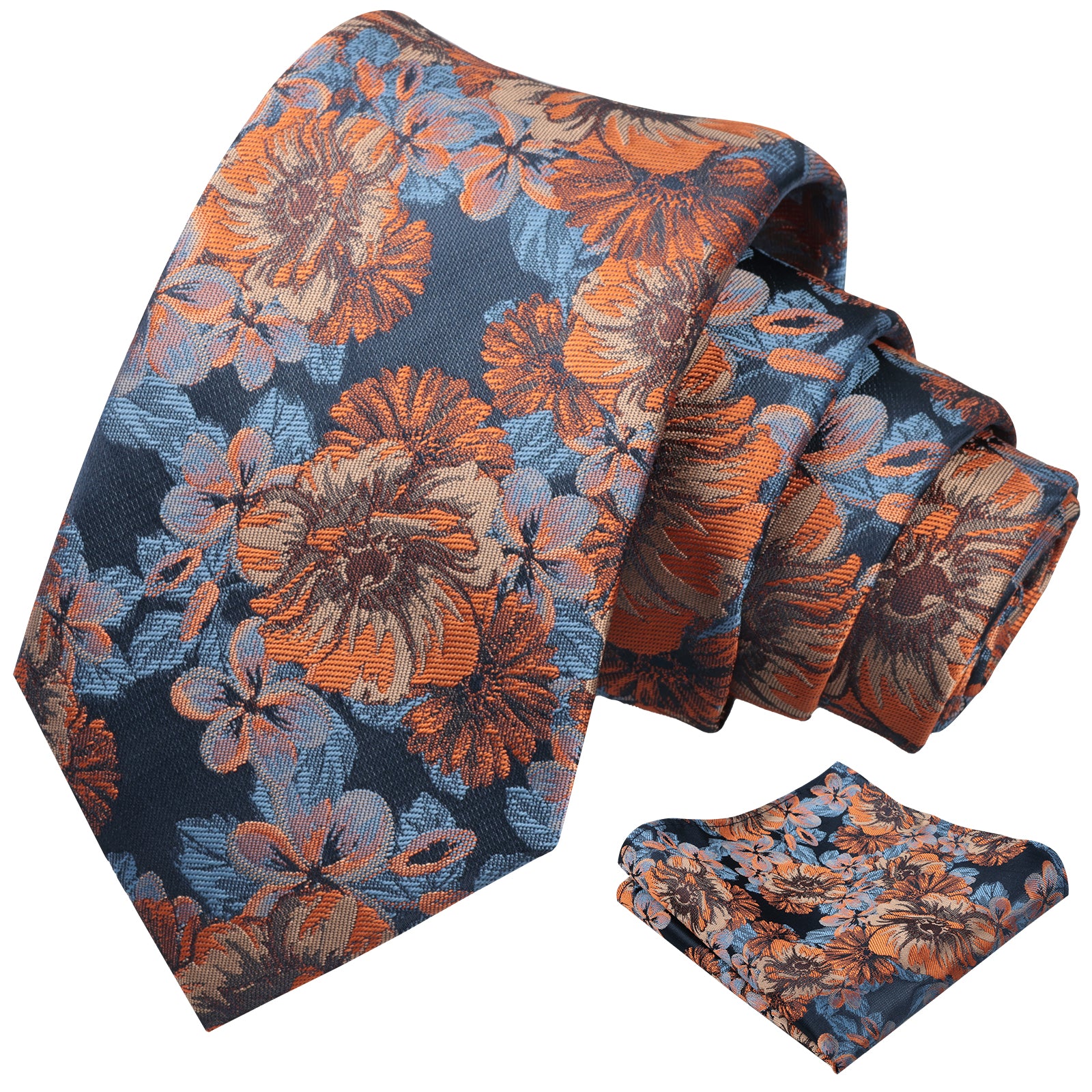 Mens 3.15'' Classic Floral Pattern Tie with Pocket Square for Wedding Banquet Party-936