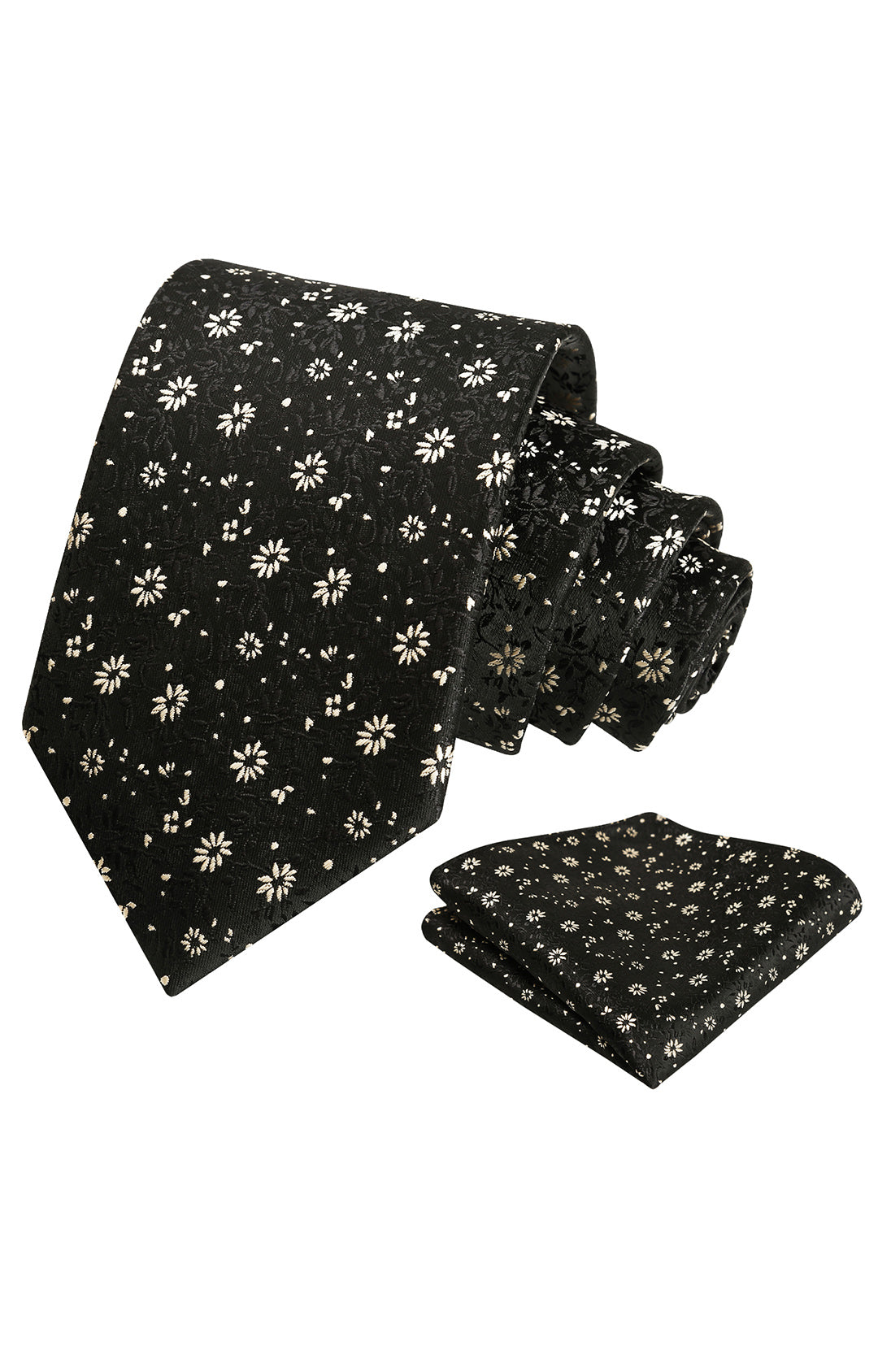 Alizeal Mens 3.15inch Multicolor Necktie with Floral Pattern Pocket Square-996