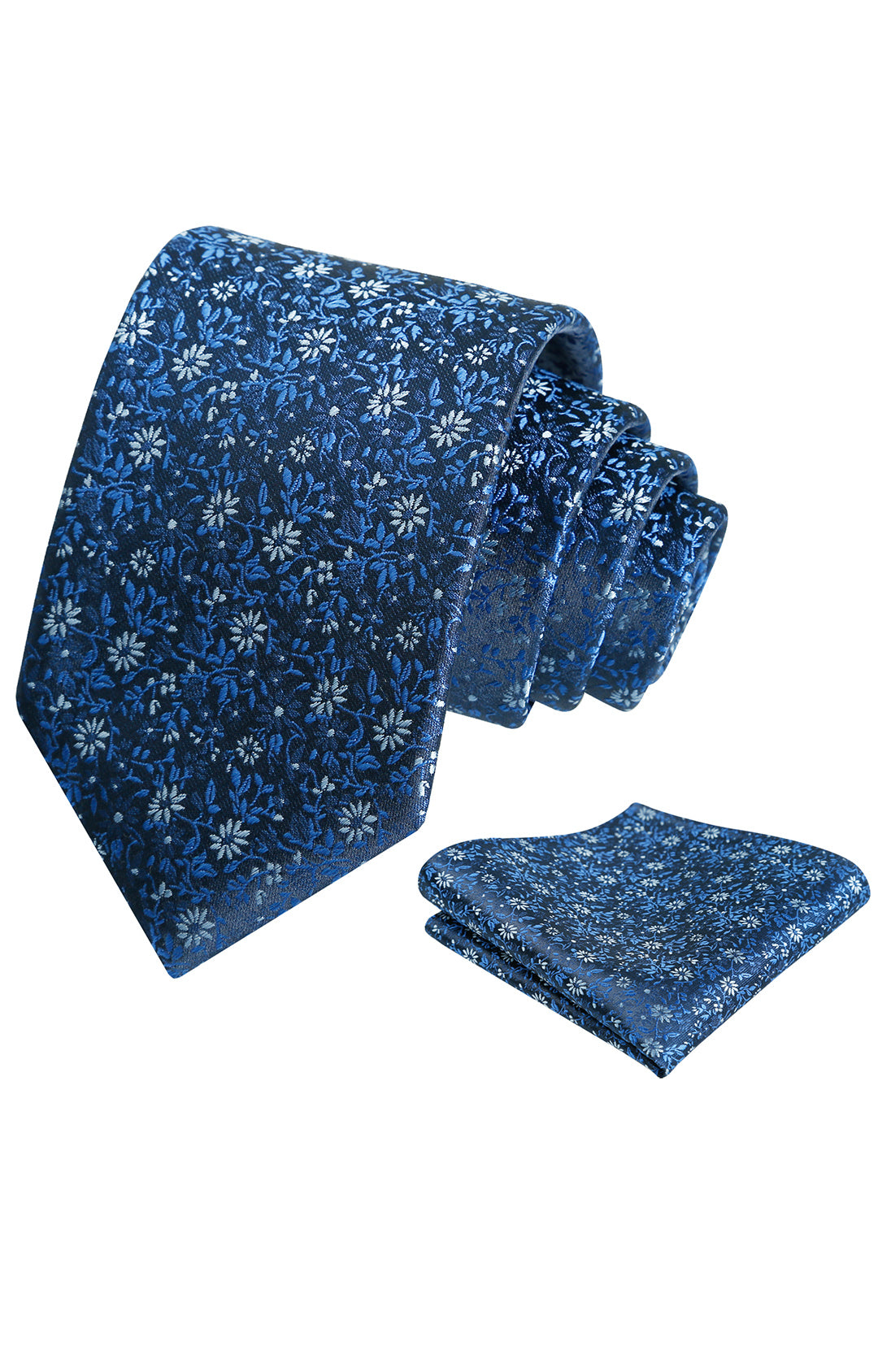 Alizeal Mens 3.15inch Multicolor Necktie with Floral Pattern Pocket Square-996