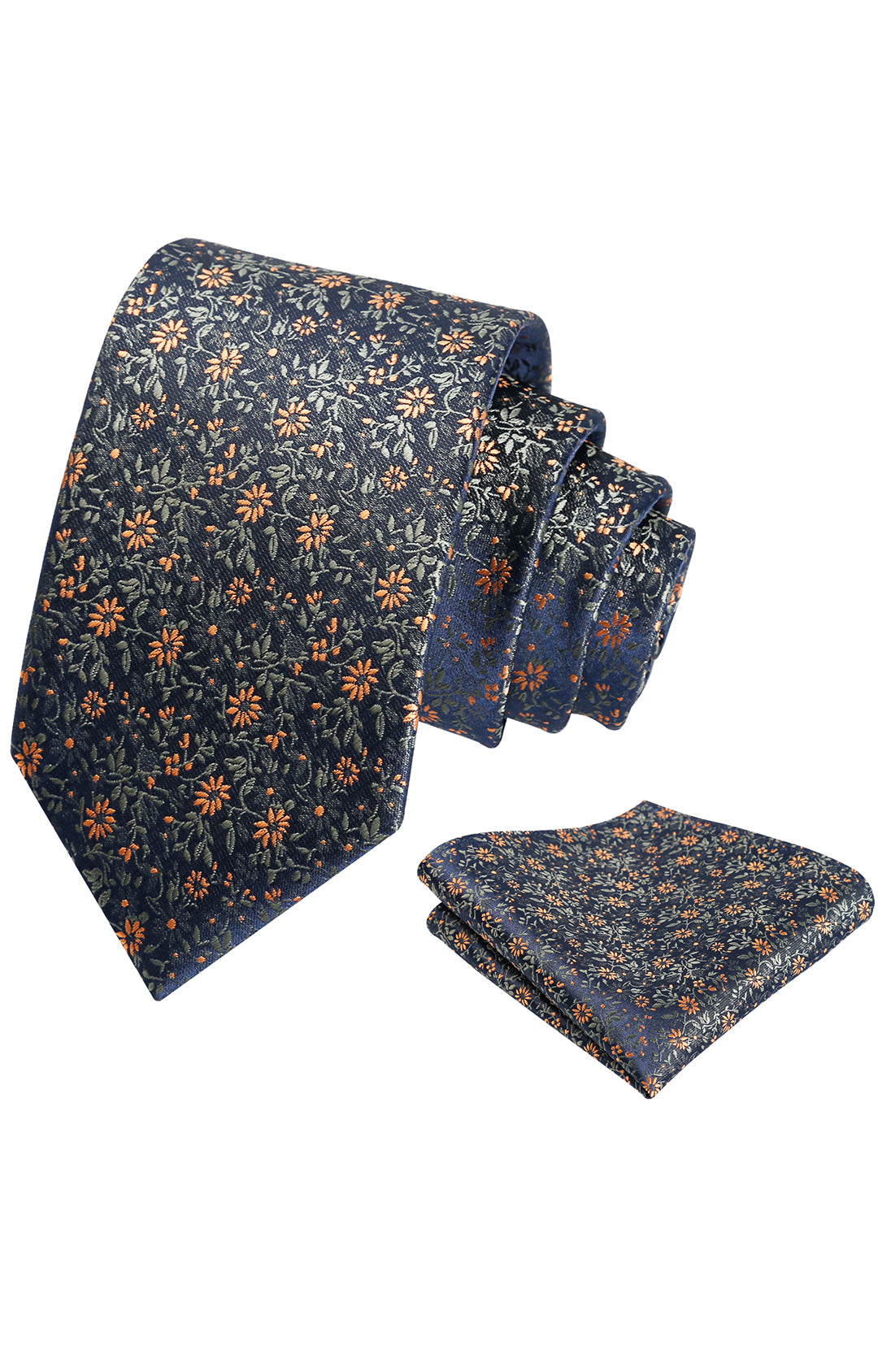 Alizeal Mens 3.15inch Multicolor Necktie with Floral Pattern Pocket Square-996