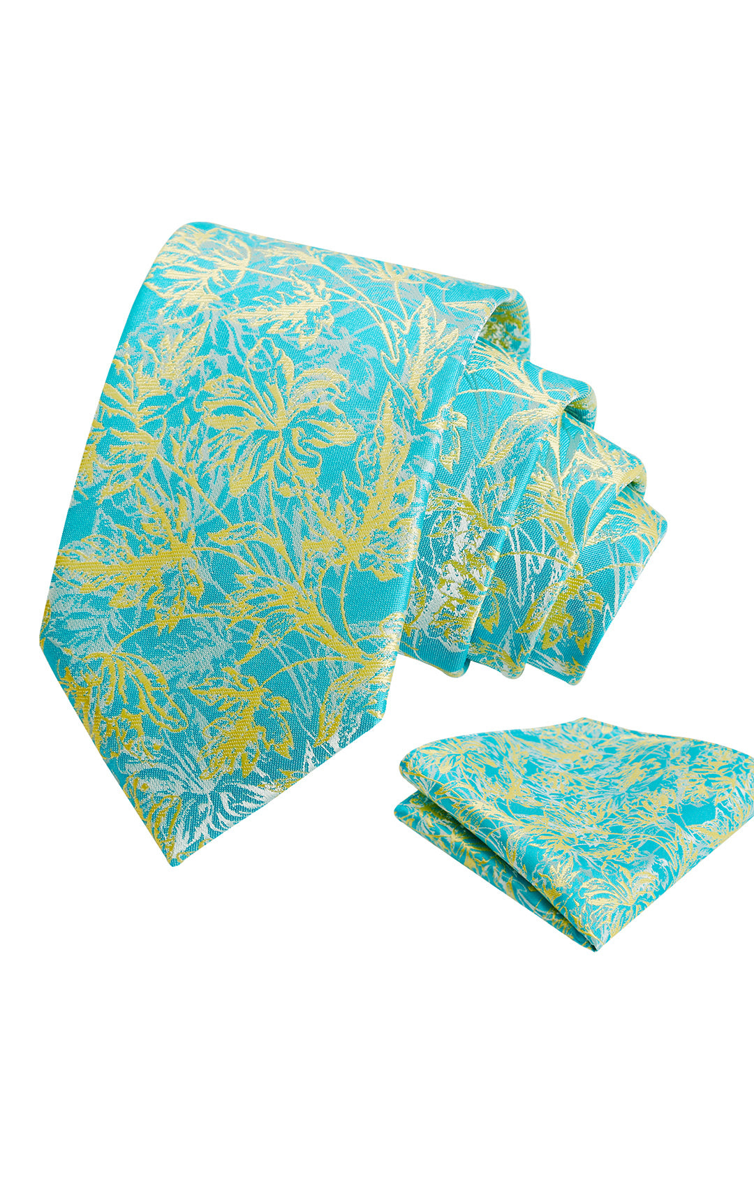 Alizeal Mens 3.15inch Colorful Tie with Botanical Print Pocket Square-997