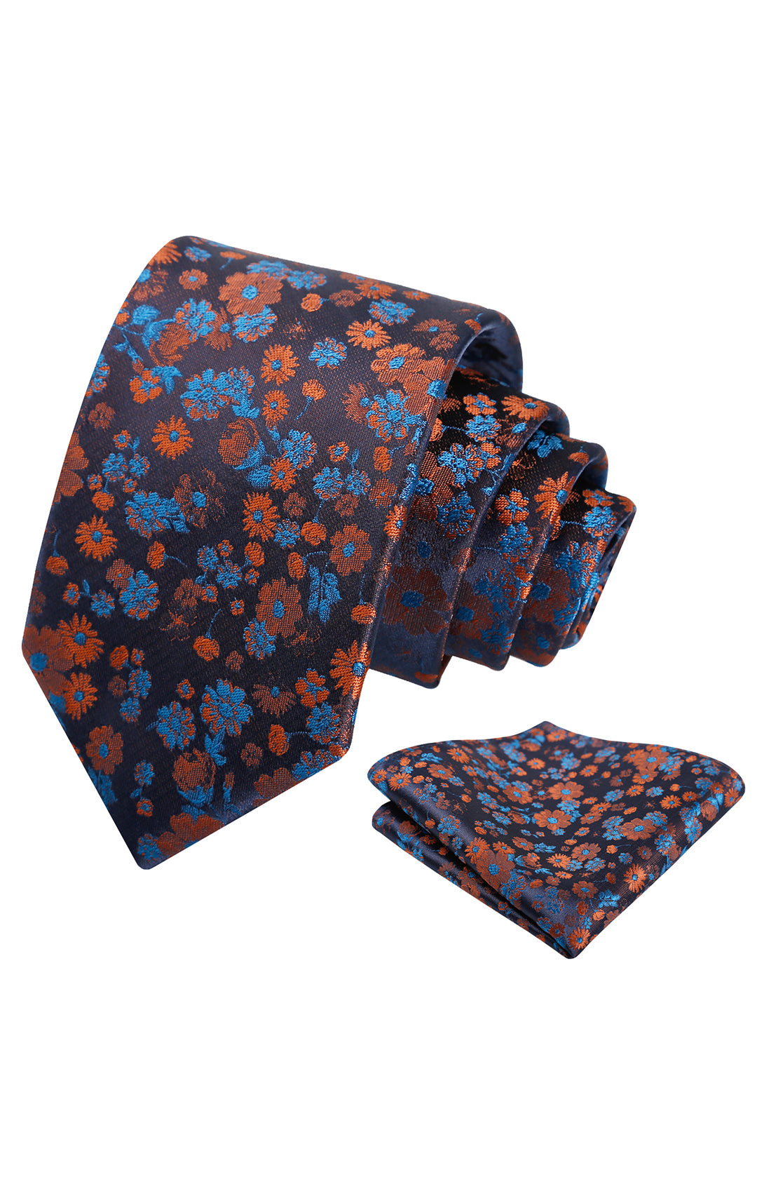 Alizeal Mens 3.15inch Unique Floral Tie with Floral Print Pocket Square-998
