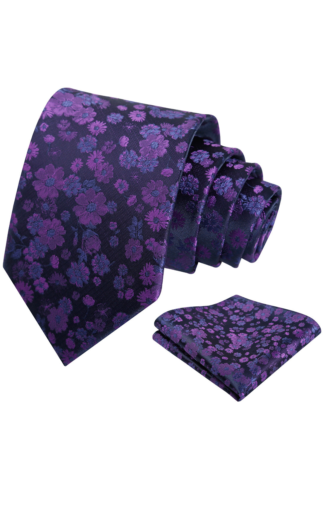Alizeal Mens 3.15inch Unique Floral Tie with Floral Print Pocket Square-998
