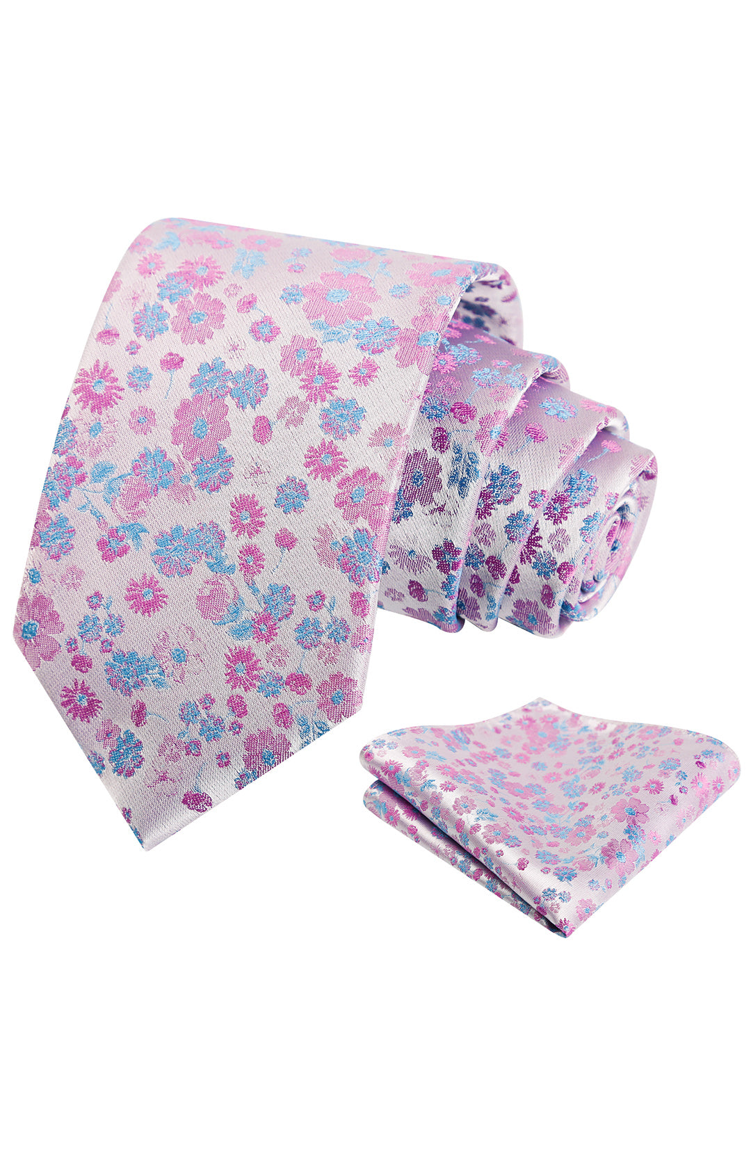 Alizeal Mens 3.15inch Unique Floral Tie with Floral Print Pocket Square-998