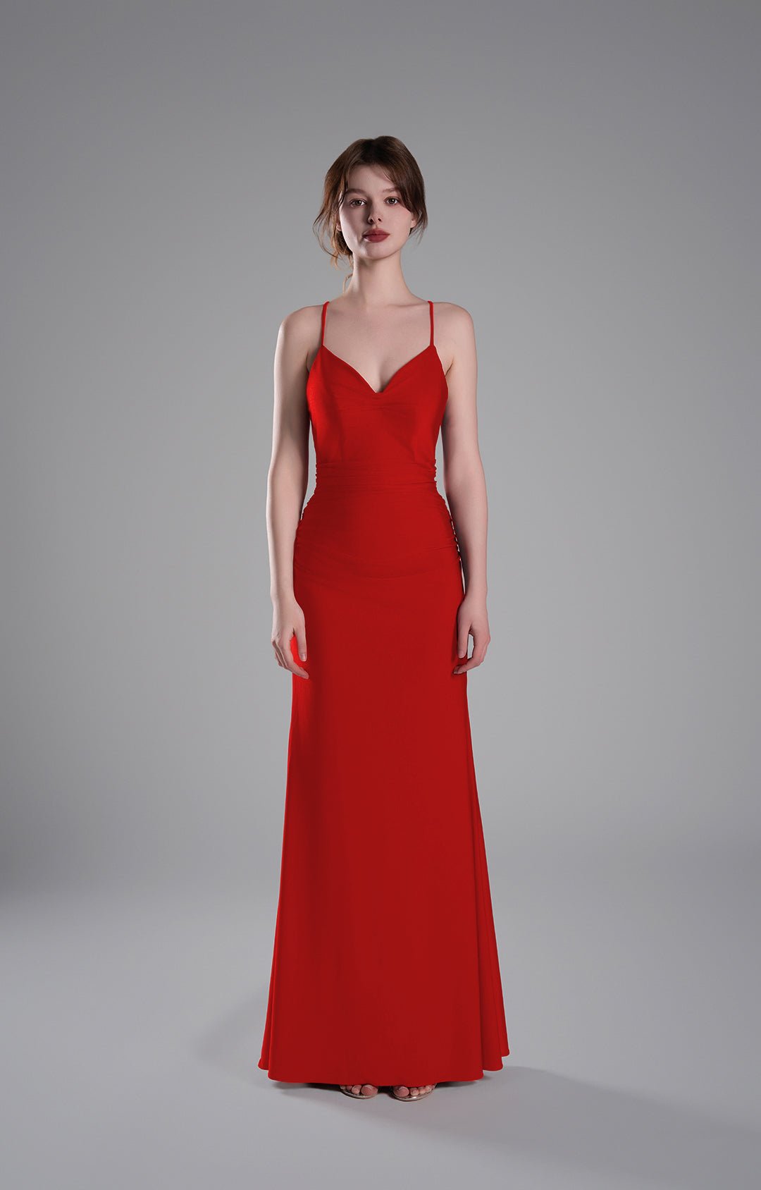 Spaghetti Straps Strappy Back Satin Lace-Up Mermaid Dresses