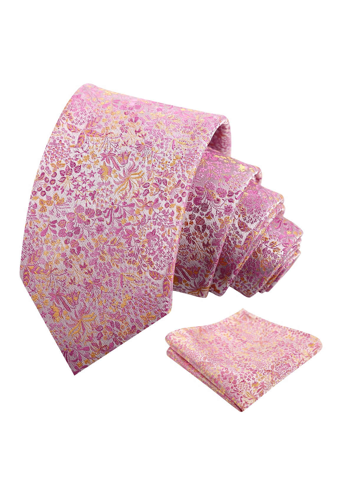 Mens Fresh Ditsy Floral Tie Set with Pocket Square for Spring Events-930