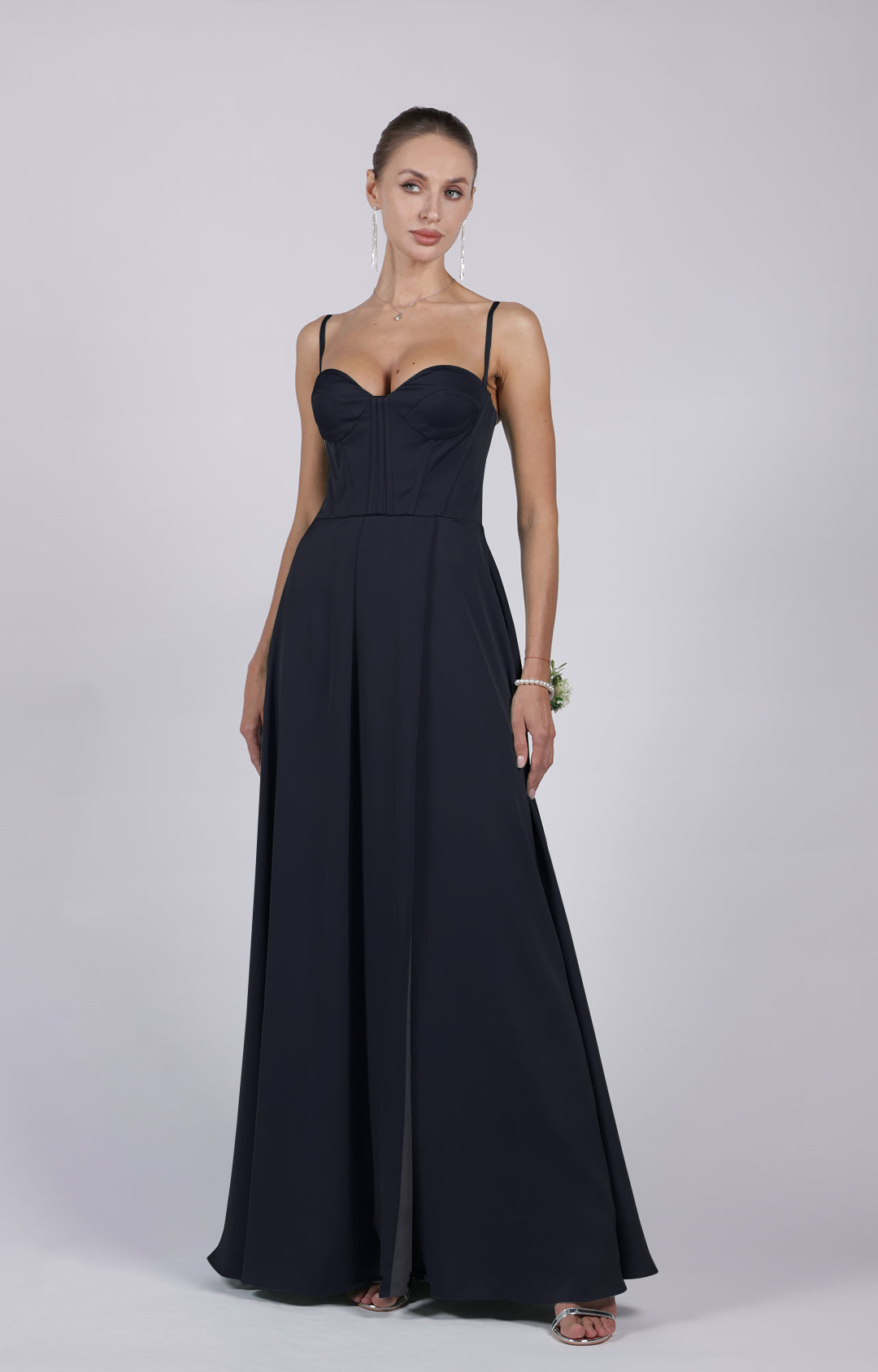 A-Line Spaghetti Straps Corset Split Lace-up Bridesmaid Dress