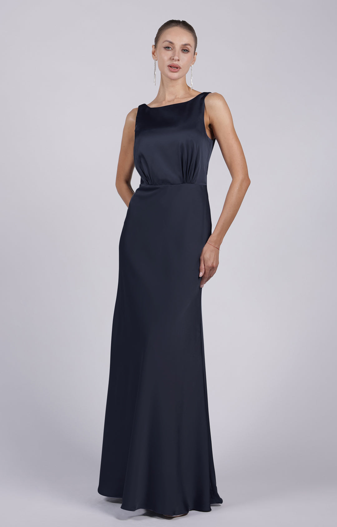 Elegant Sleeveless Square Neckline  Deep V-back Slim Dresses