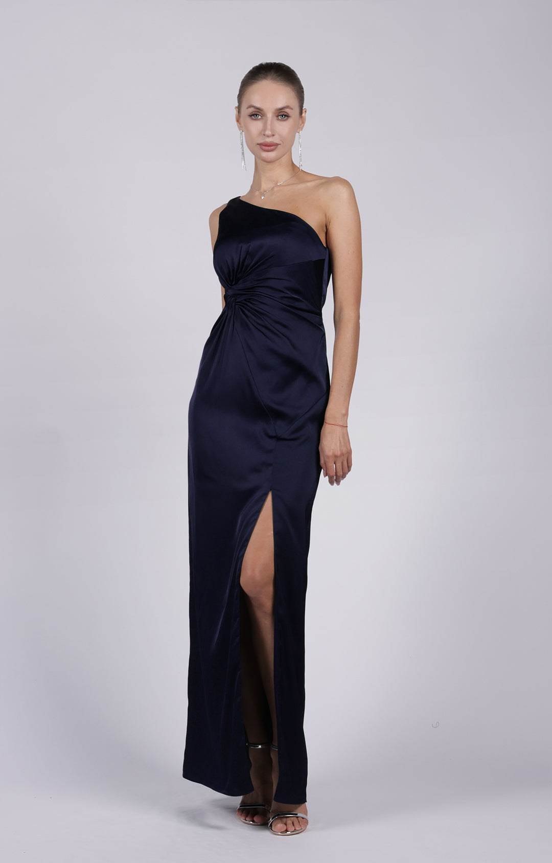 One-shoulder Twisted Split Sheath/Column Maxi Dress