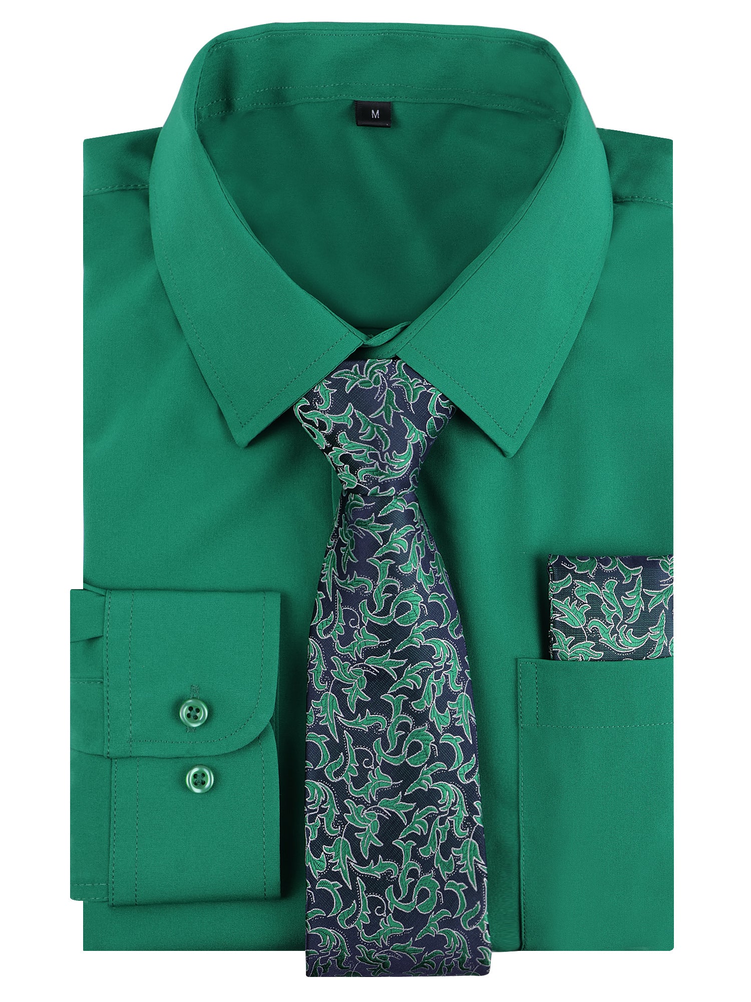 3pcs Vibrant Color Mens Dress Shirt with Tie Pocket Square Set