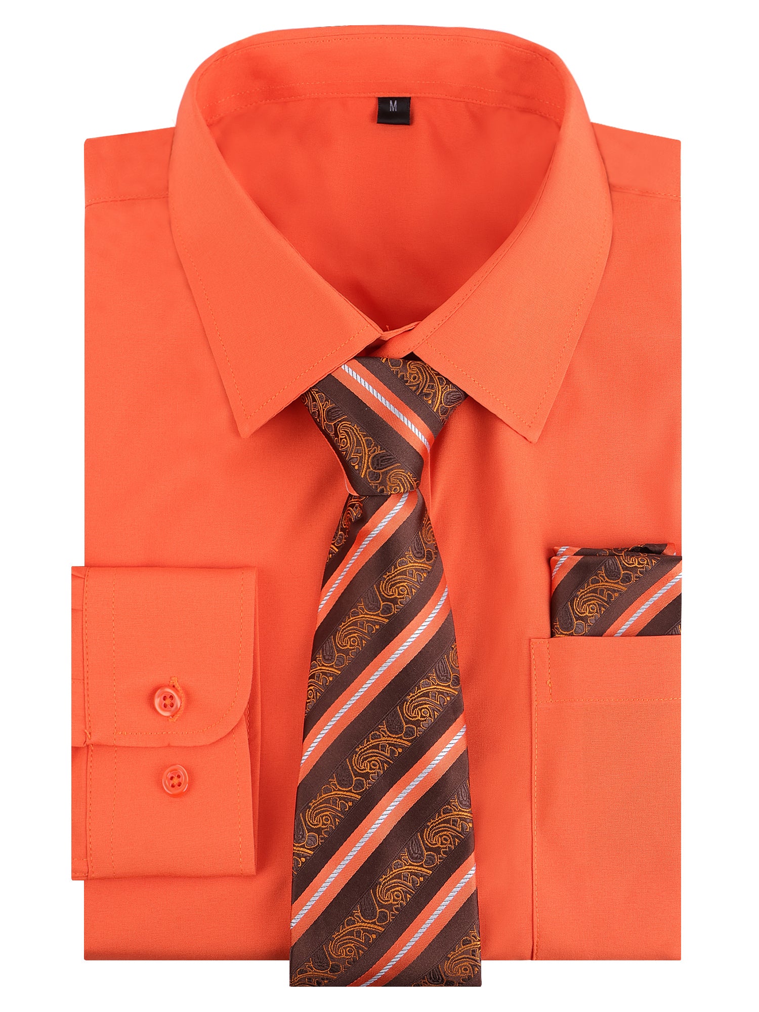 3pcs Vibrant Color Mens Dress Shirt with Tie Pocket Square Set