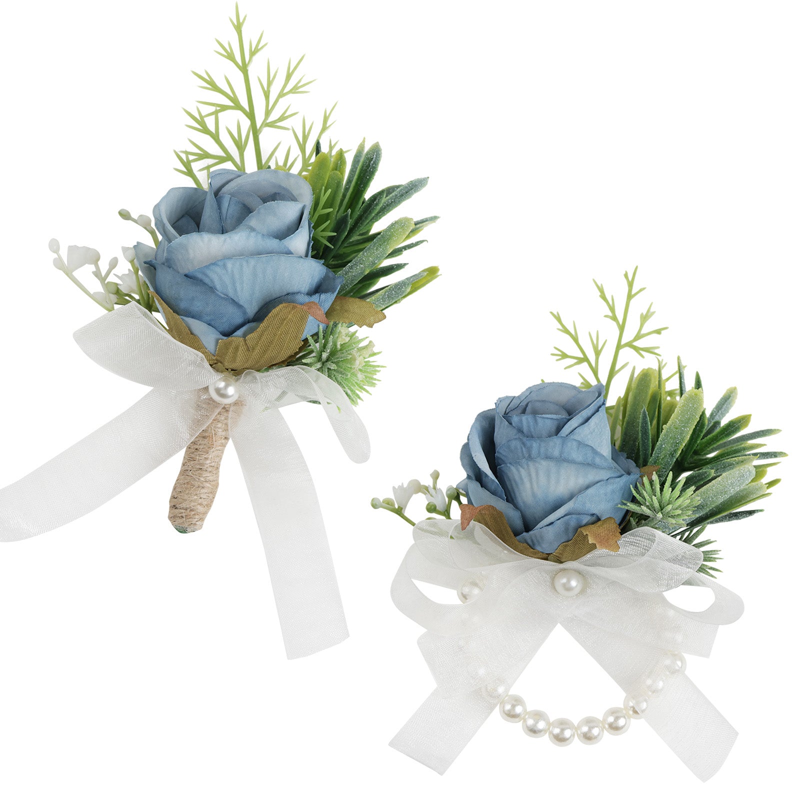 Simple Forest Künstliche Rose Handgelenk Corsage Boutonniere Set