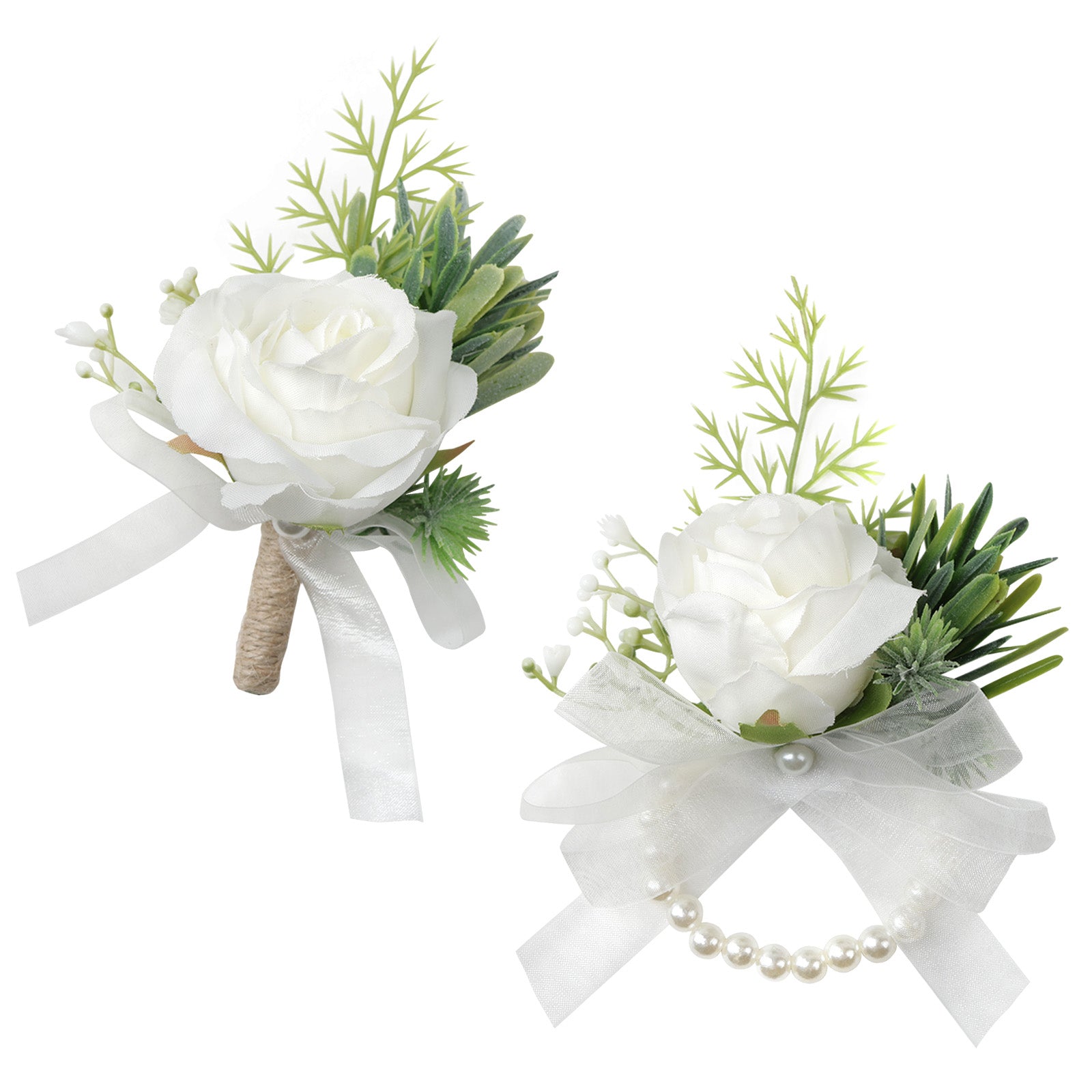 Simple Forest Künstliche Rose Handgelenk Corsage Boutonniere Set