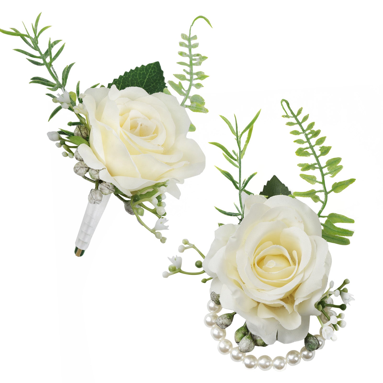 Simple Forest Künstliche Rose Handgelenk Corsage Boutonniere Set