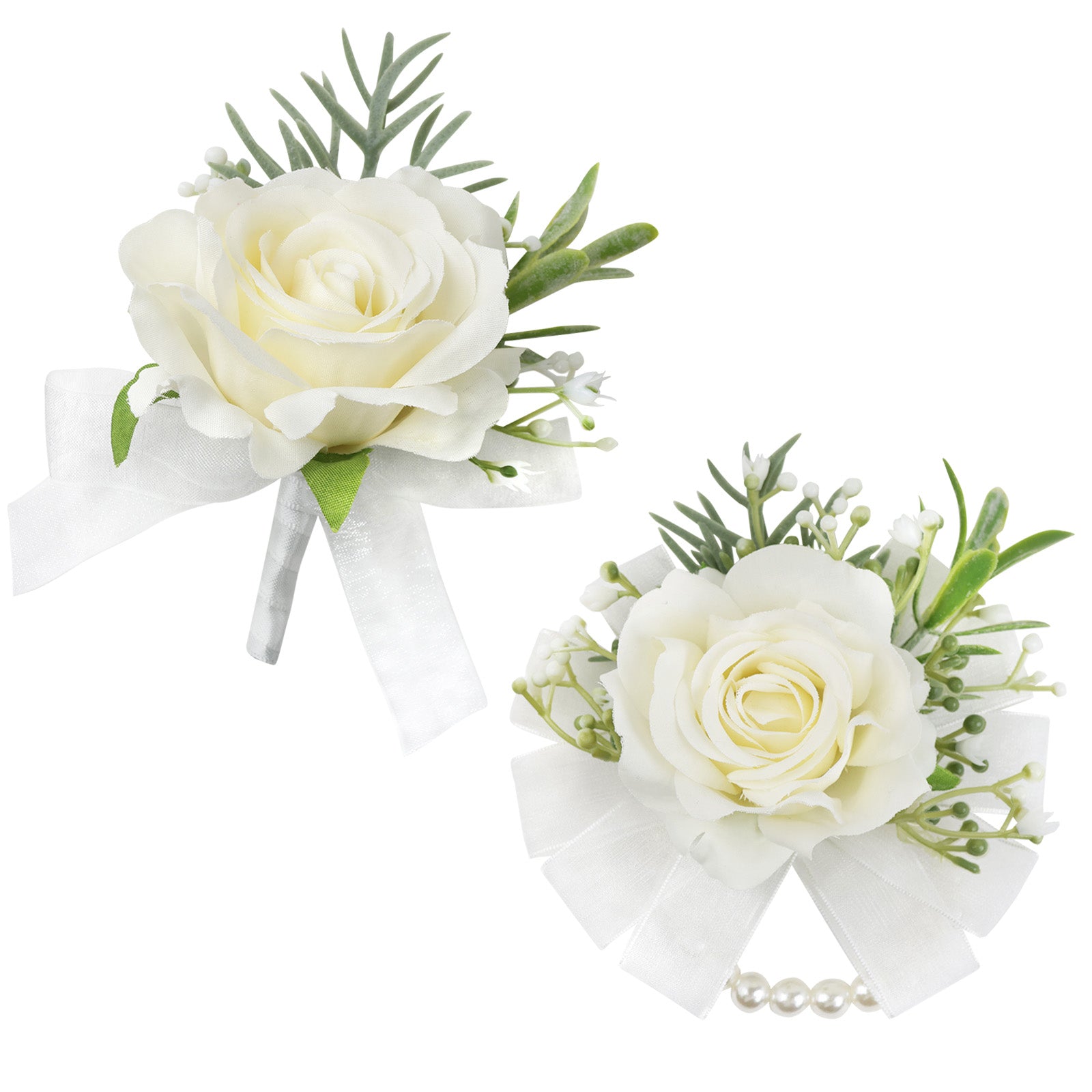 Simple Forest Künstliche Rose Handgelenk Corsage Boutonniere Set