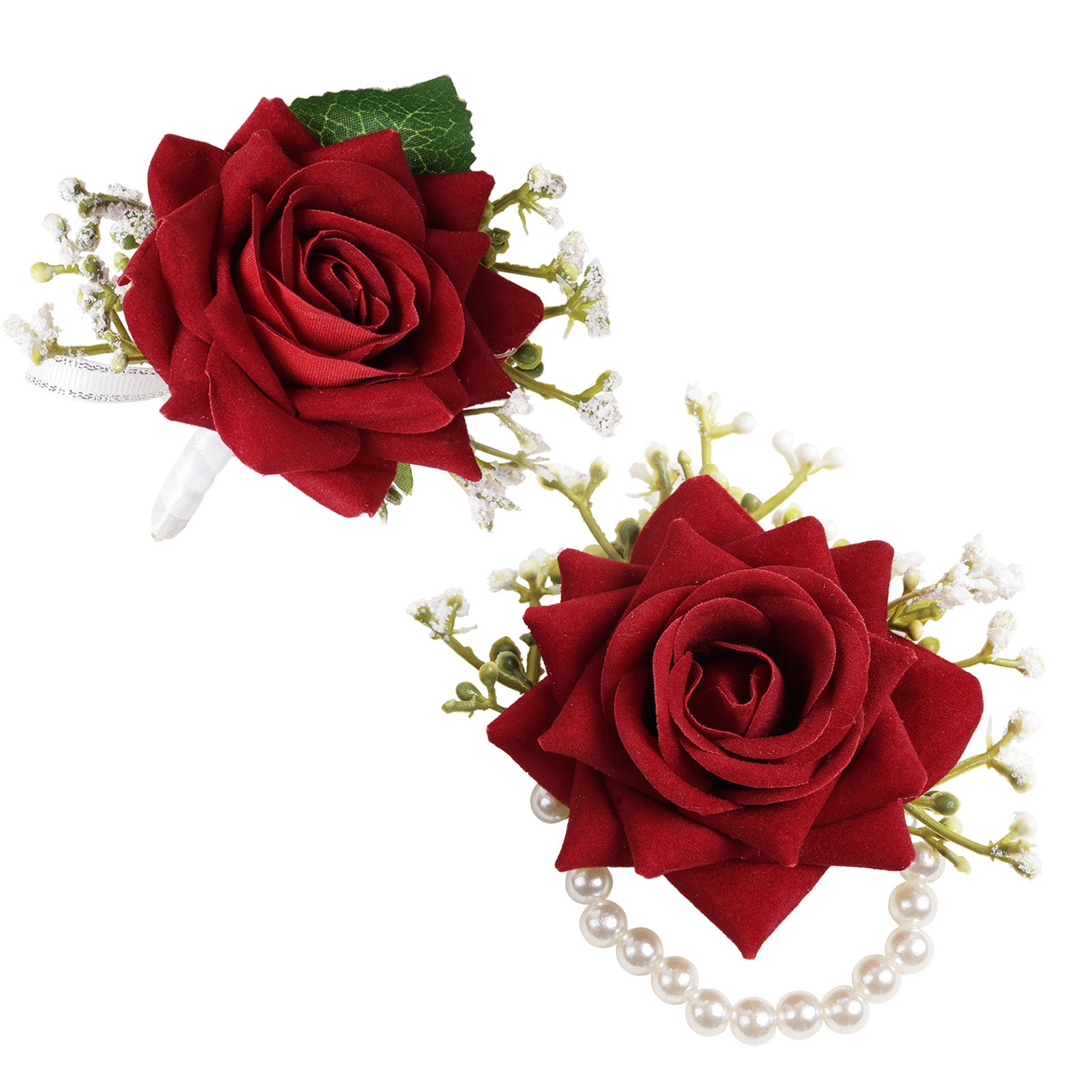 Simple Forest Künstliche Rose Handgelenk Corsage Boutonniere Set