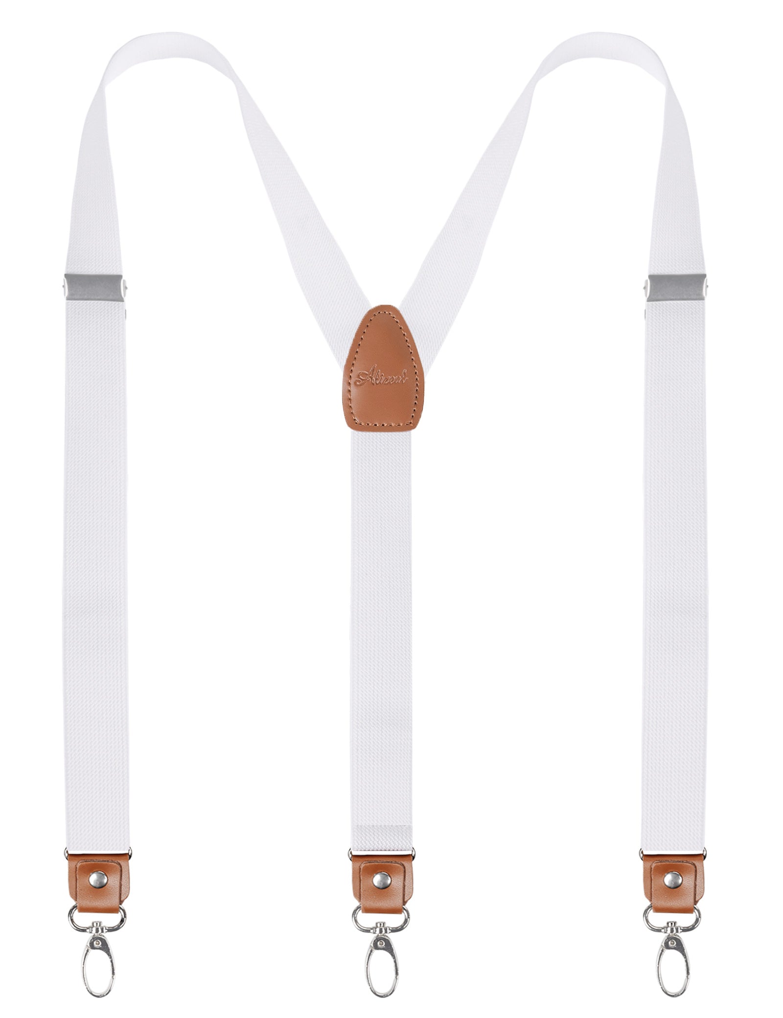 Herren-Hosenträger, 2,5 cm, 3 drehbare Haken, Ledergelenk und Gummiband – BD034 