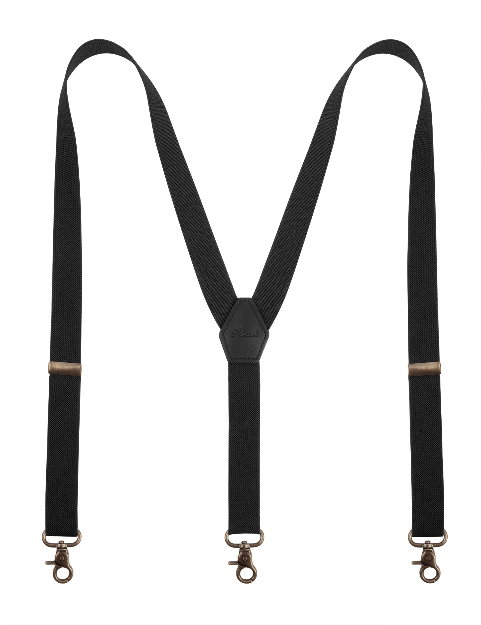 Alizeal Mens 1 Inch Solid Adjustable Suspender Y-Back 3 Hooks-084