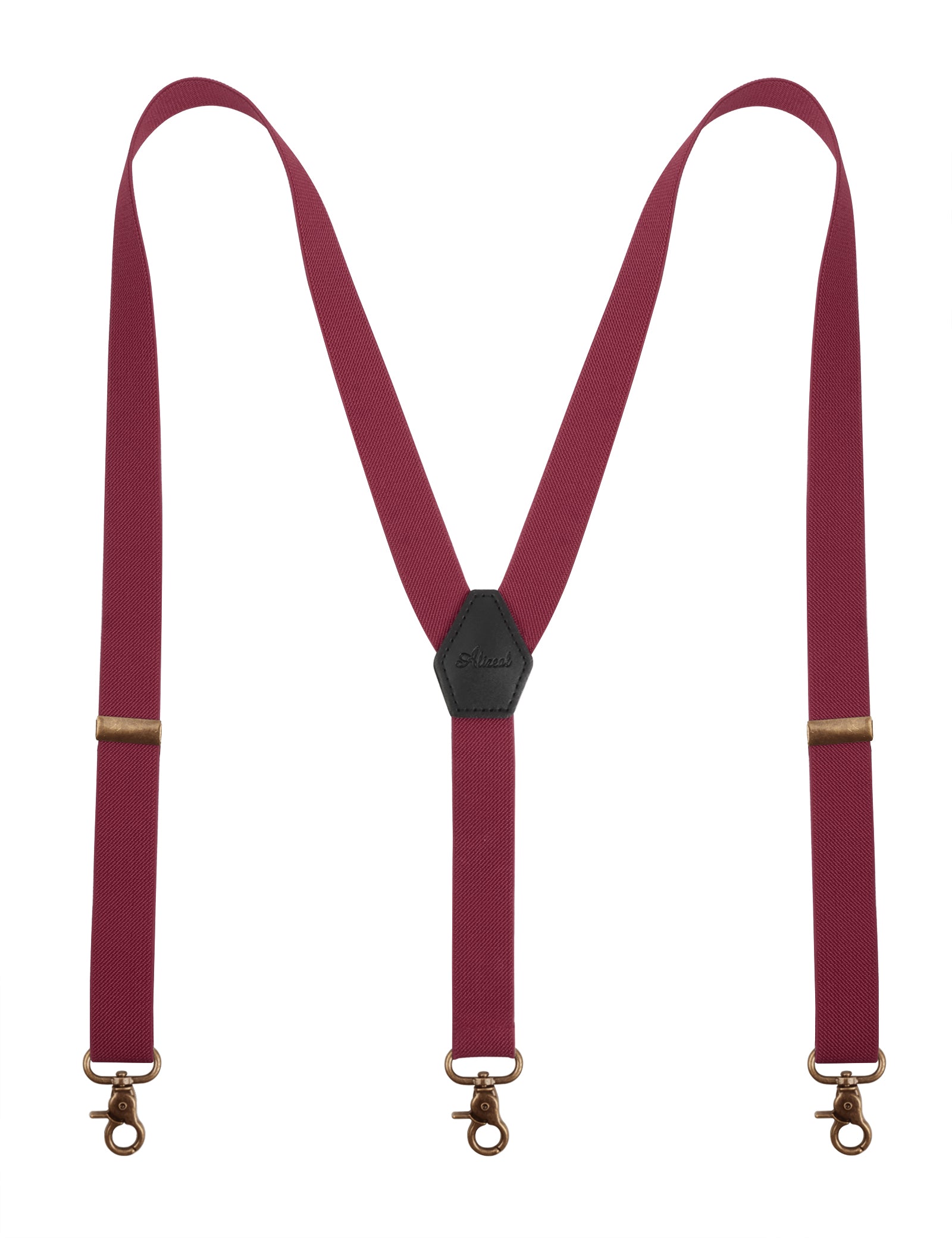 Alizeal Mens 1 Inch Solid Adjustable Suspender Y-Back 3 Hooks-084