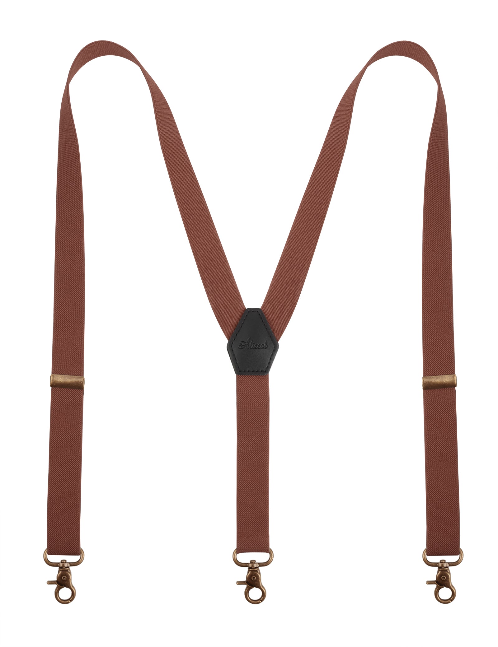 Alizeal Mens 1 Inch Solid Adjustable Suspender Y-Back 3 Hooks-084
