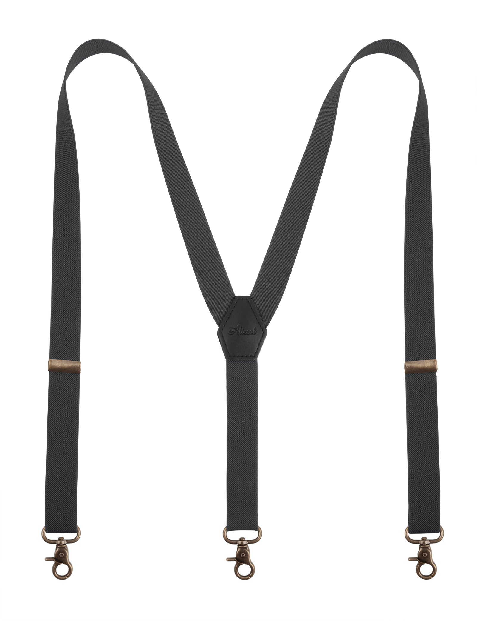 Alizeal Mens 1 Inch Solid Adjustable Suspender Y-Back 3 Hooks-084