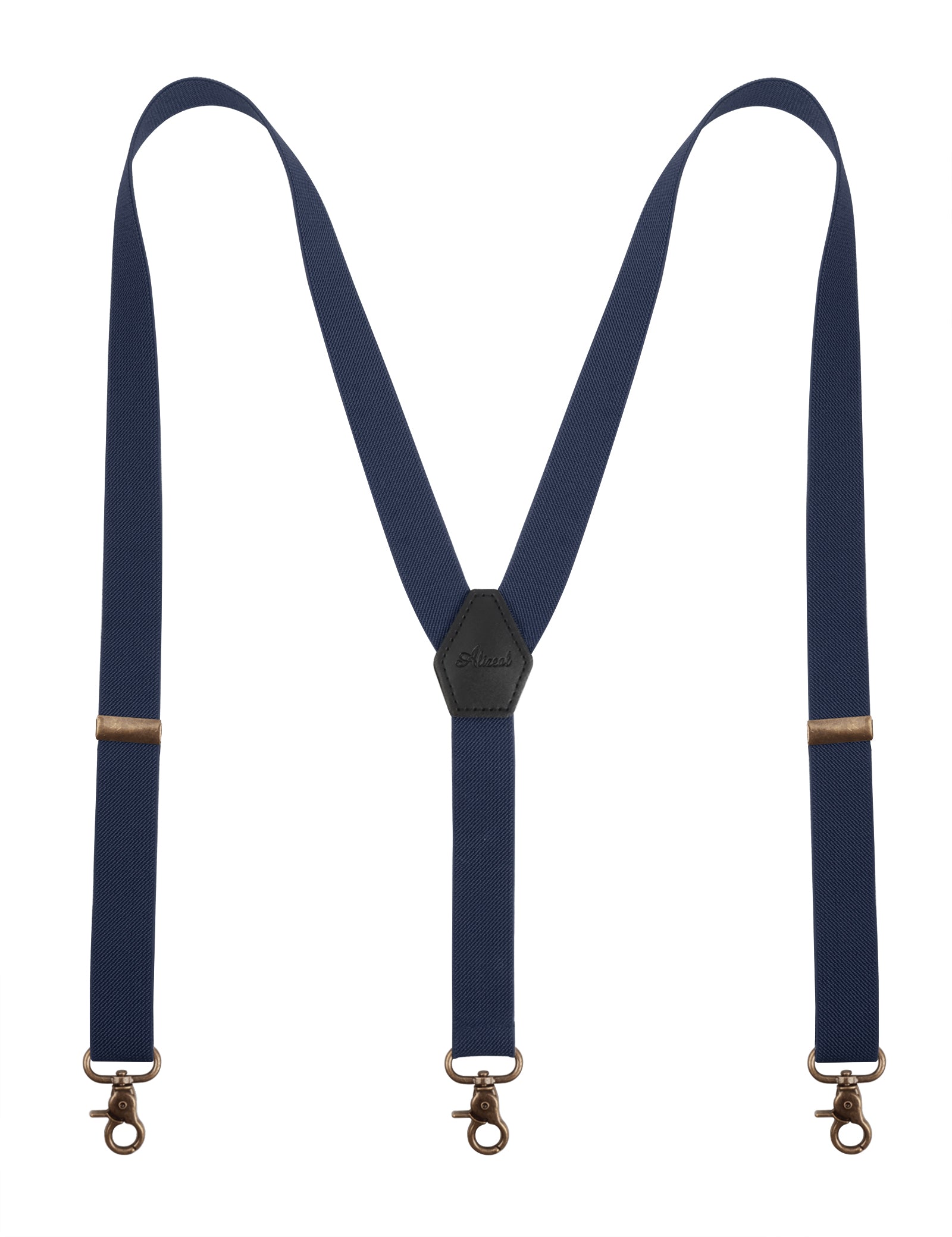 Alizeal Mens 1 Inch Solid Adjustable Suspender Y-Back 3 Hooks-084