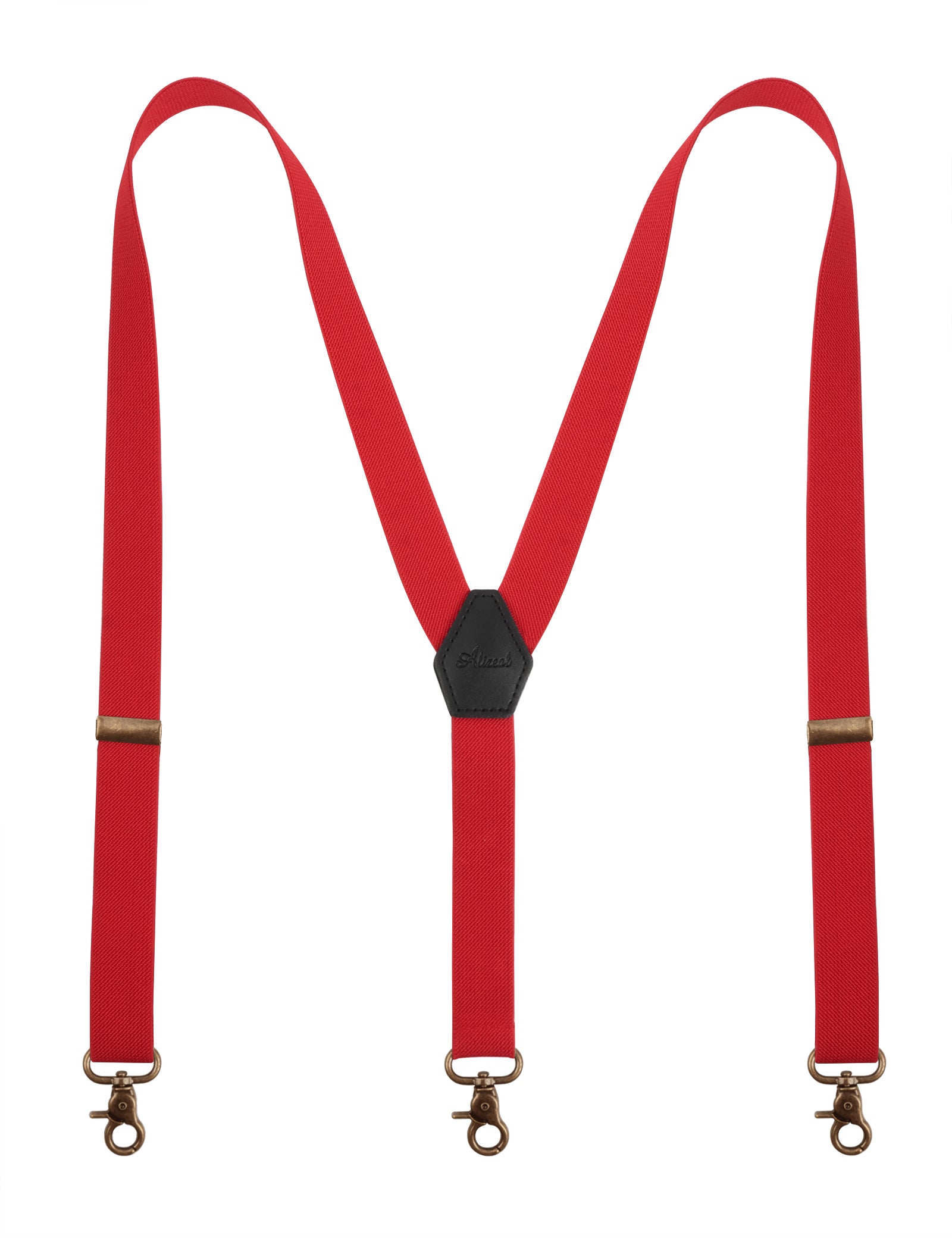 Alizeal Mens 1 Inch Solid Adjustable Suspender Y-Back 3 Hooks-084