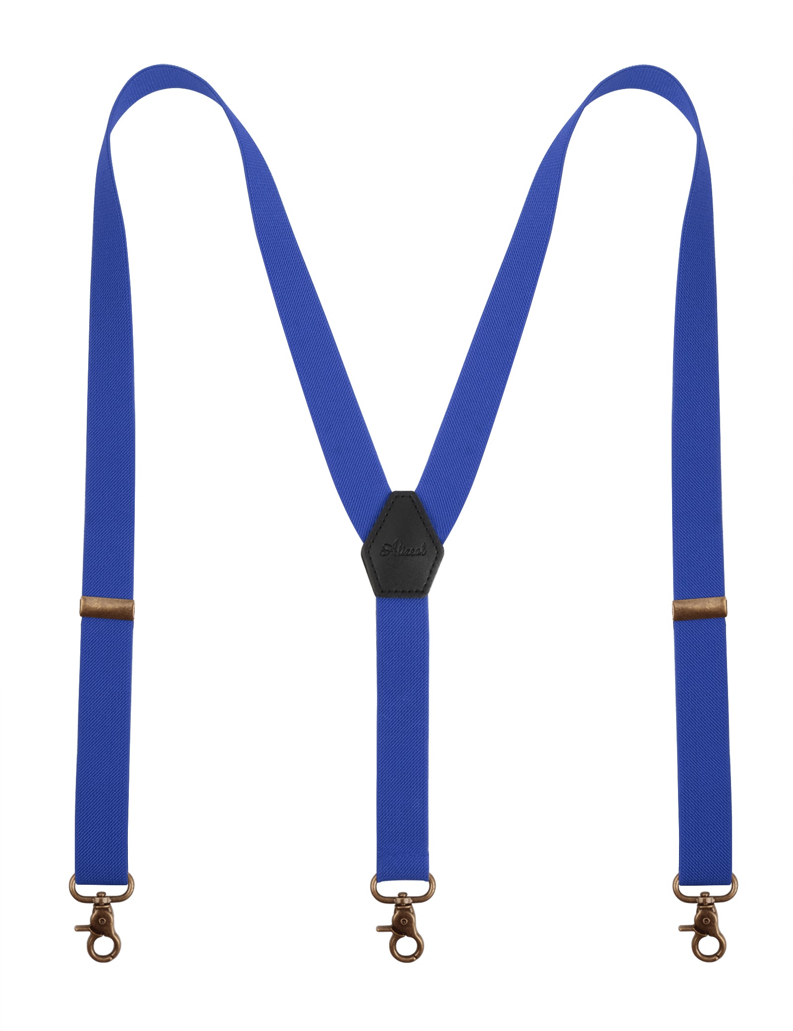 Alizeal Mens 1 Inch Solid Adjustable Suspender Y-Back 3 Hooks-084