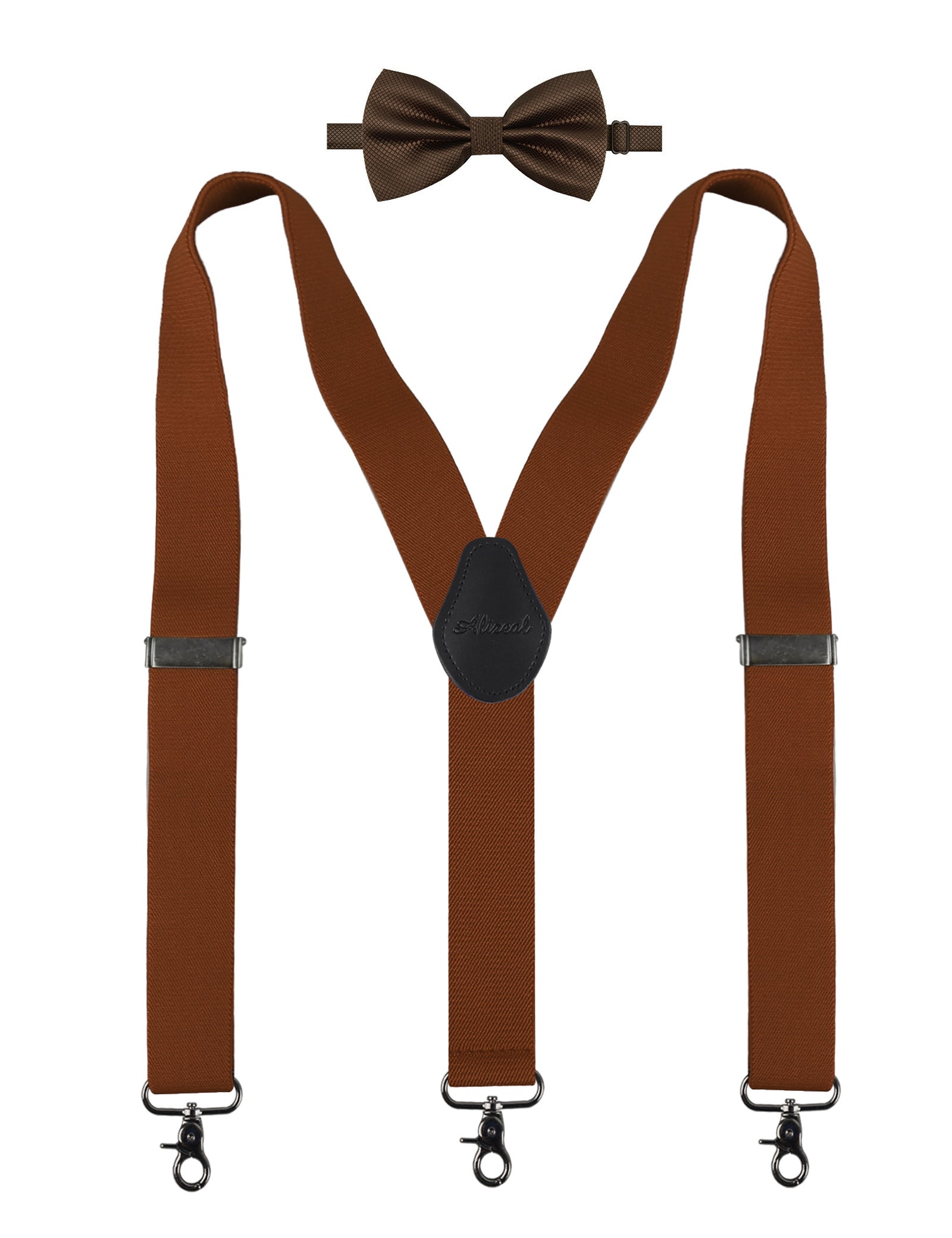 Alizeal Mens Solid 1.38'' Y-Back Suspender Bow Tie Set-085A