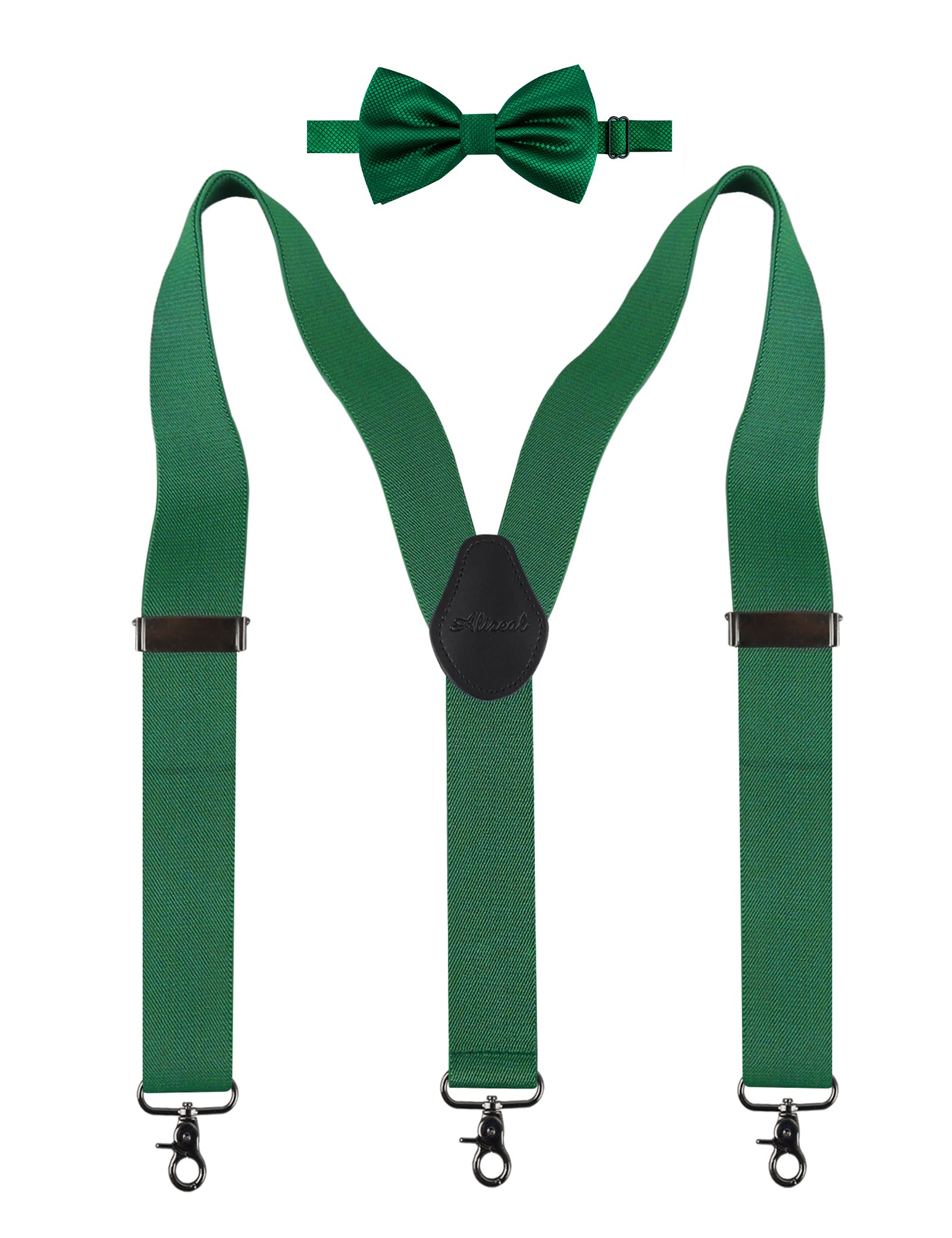 Alizeal Mens Solid 1.38'' Y-Back Suspender Bow Tie Set-085A