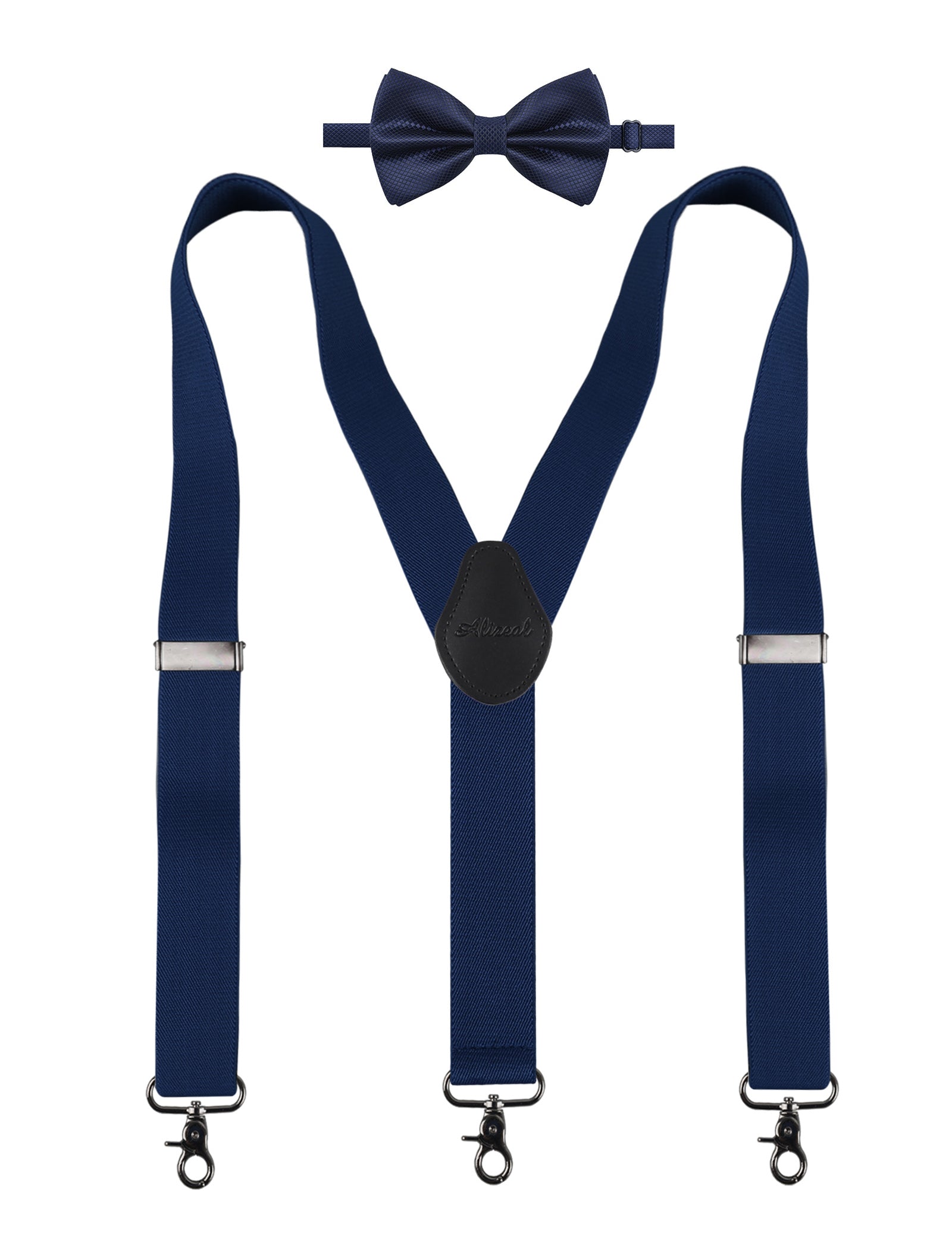 Alizeal Mens Solid 1.38'' Y-Back Suspender Bow Tie Set-085A