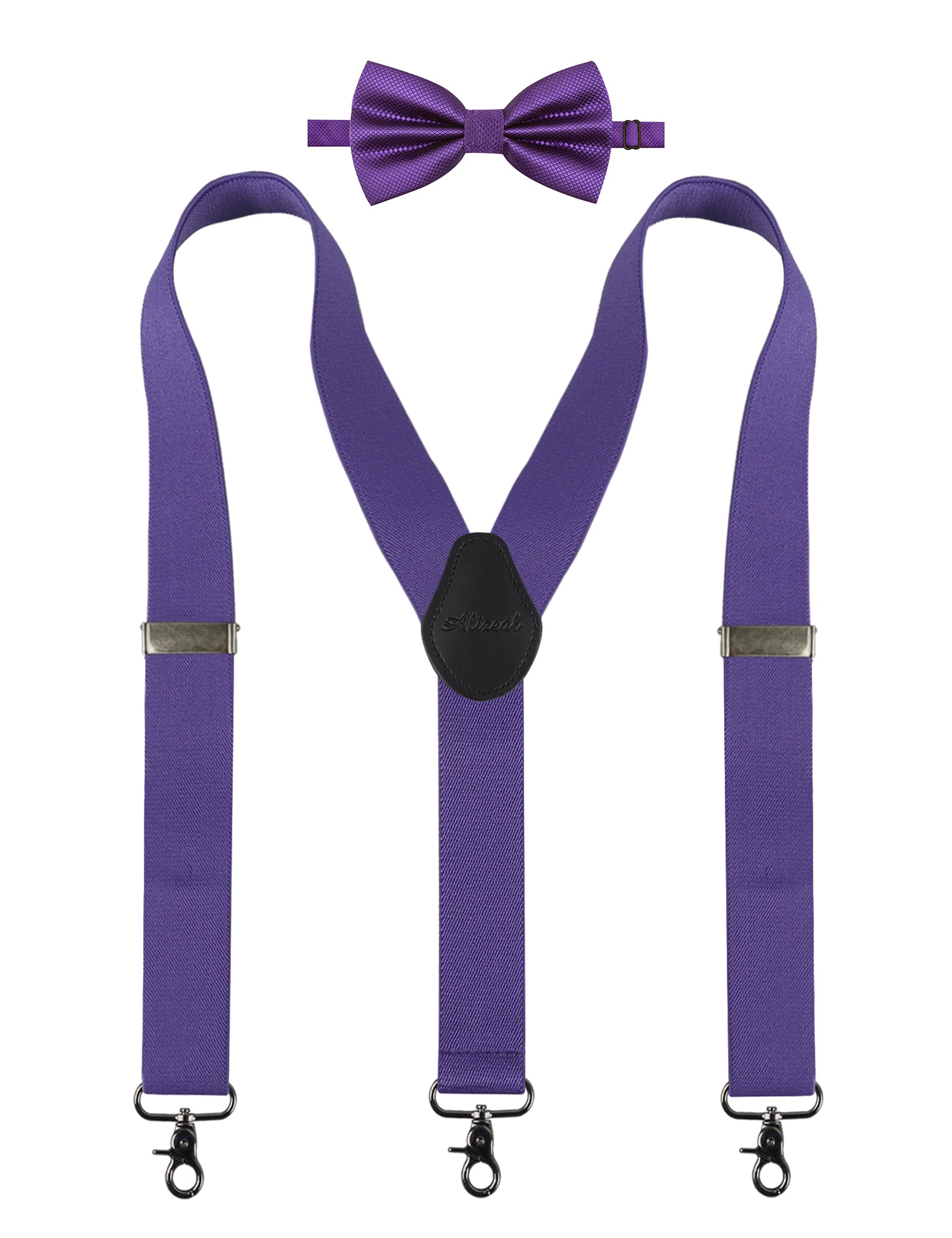 Alizeal Mens Solid 1.38'' Y-Back Suspender Bow Tie Set-085A