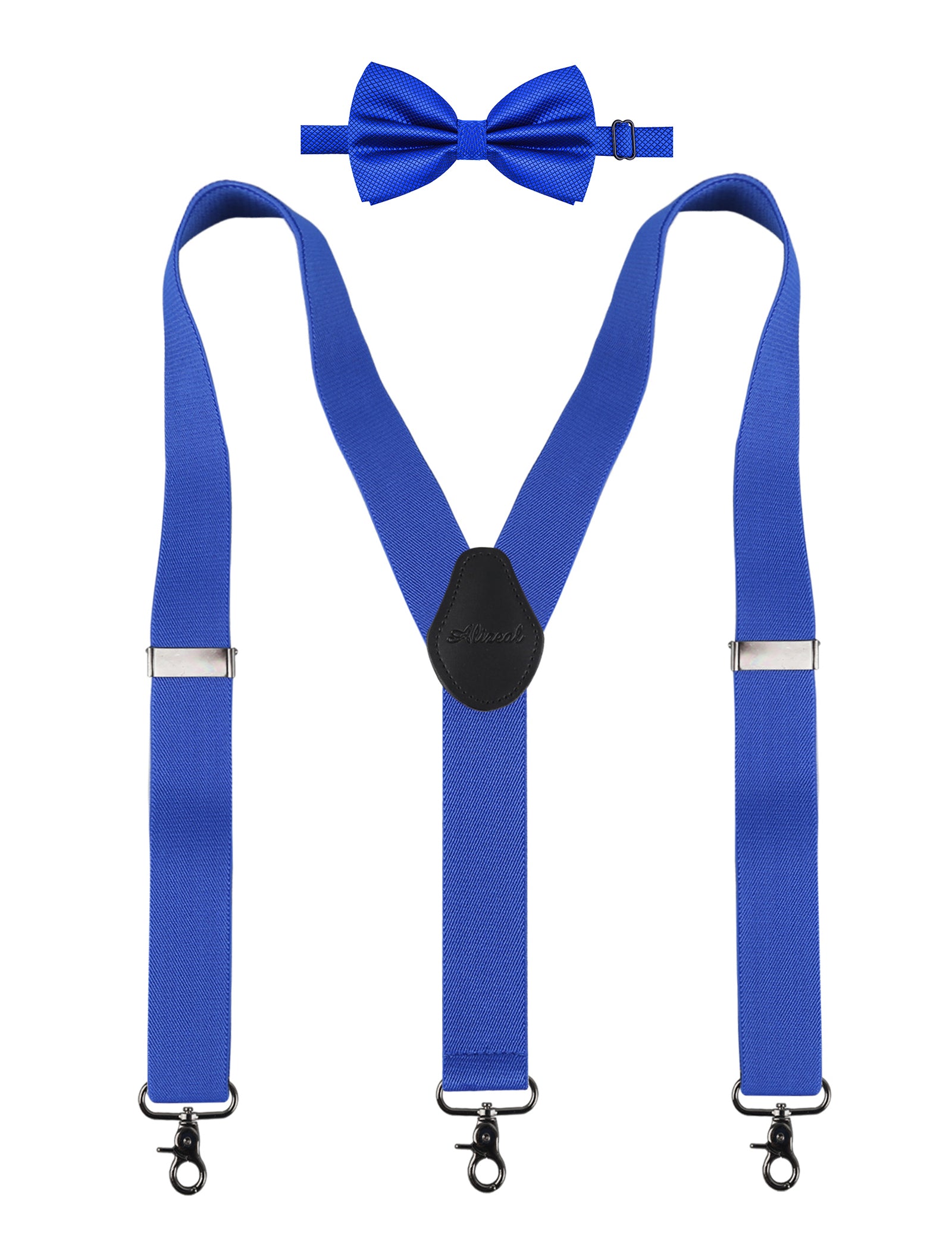 Alizeal Mens Solid 1.38'' Y-Back Suspender Bow Tie Set-085A