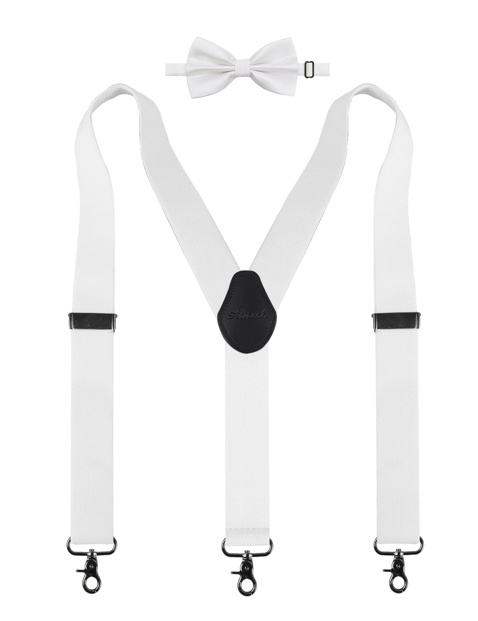 Alizeal Mens Solid 1.38'' Y-Back Suspender Bow Tie Set-085A