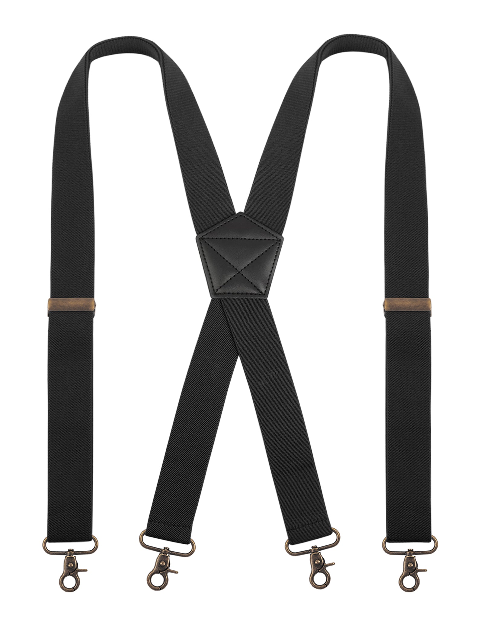 Alizeal Mens 1.38 Inch Solid Suspender Elastic X-Back 4 Hooks-087